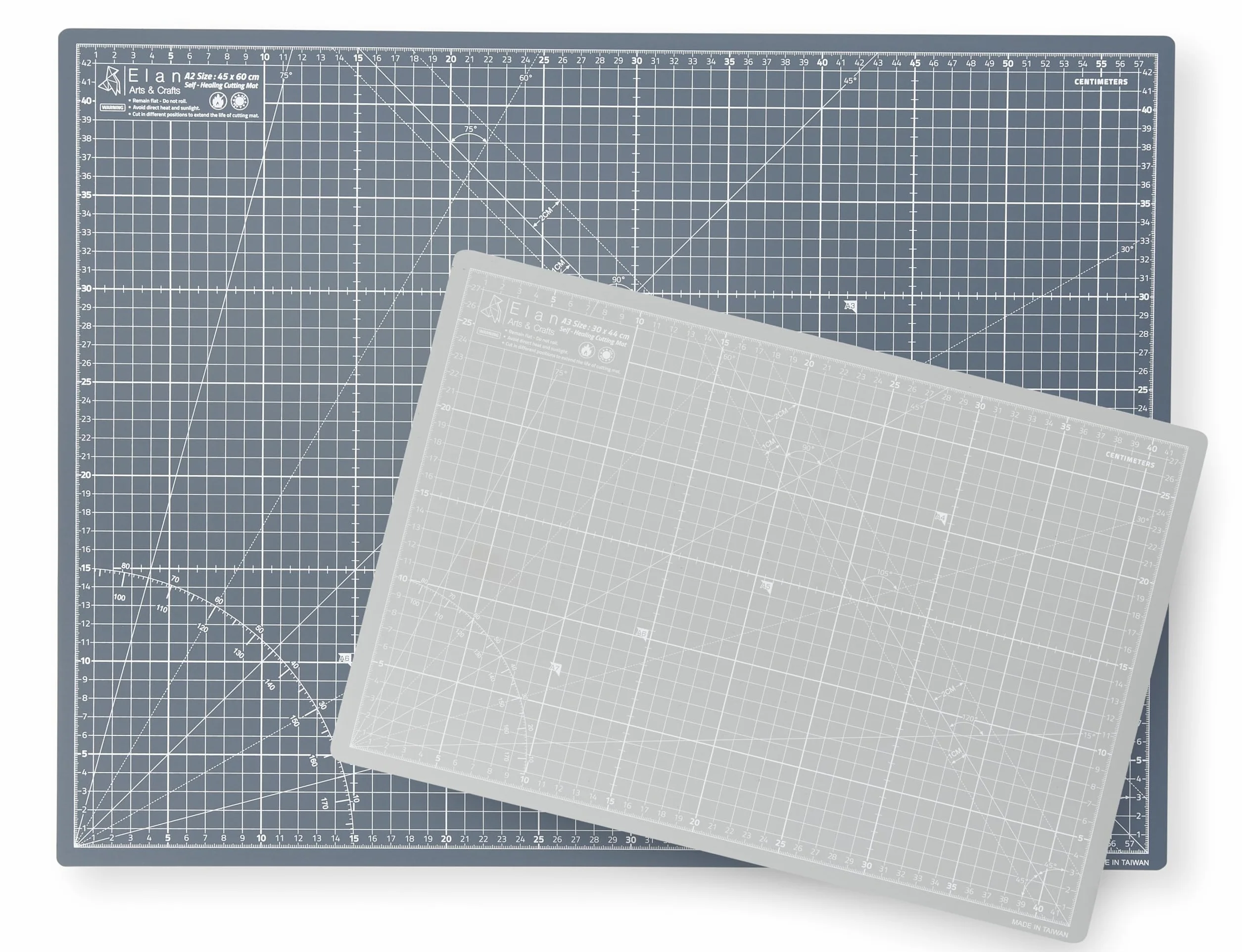 Elan Tappetino da Taglio A2 Grigio 45x60 cm Autorigenerante 5 Strati PVC Riciclato
