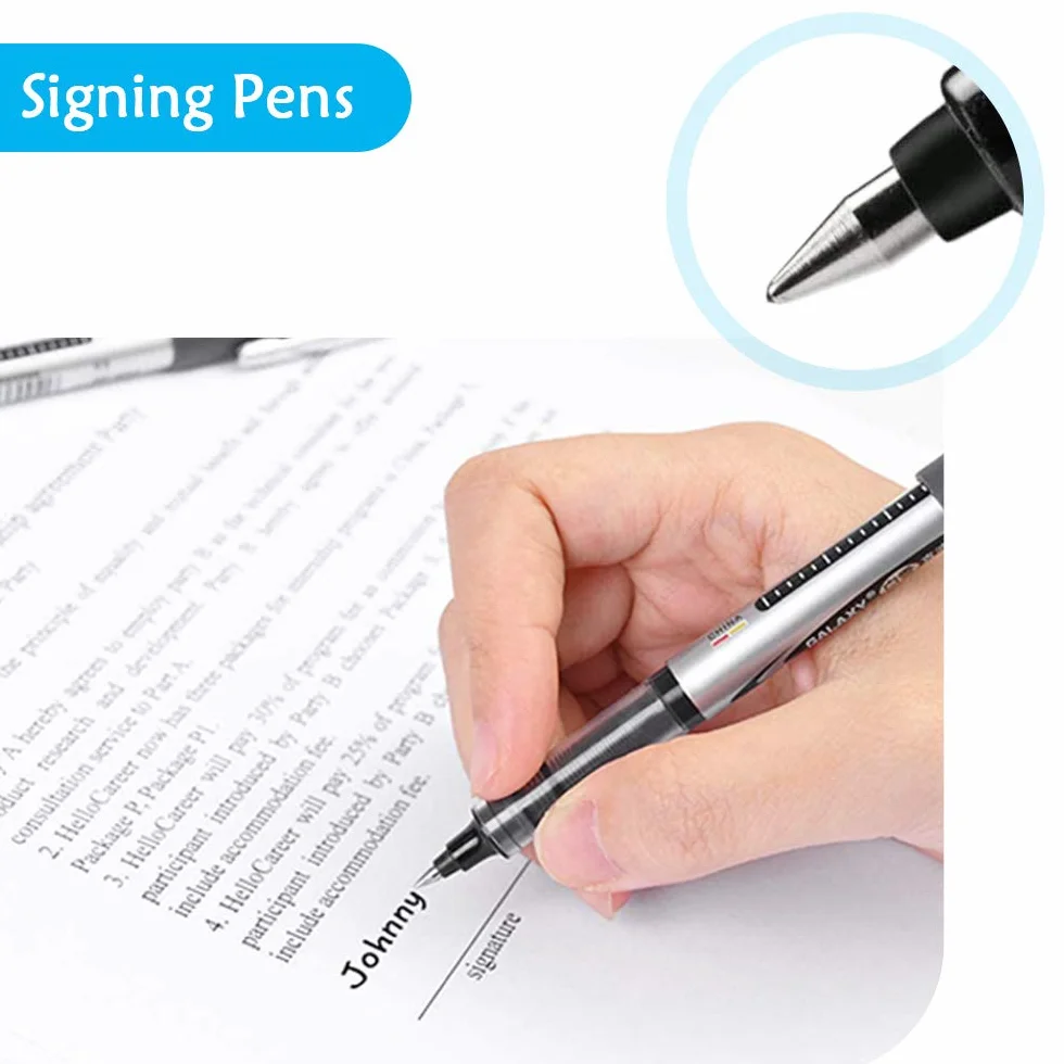 Penne Gel Nera 0.5mm Punta Fine, Penna a Sfera Inchiostro Nero 12 Pezzi