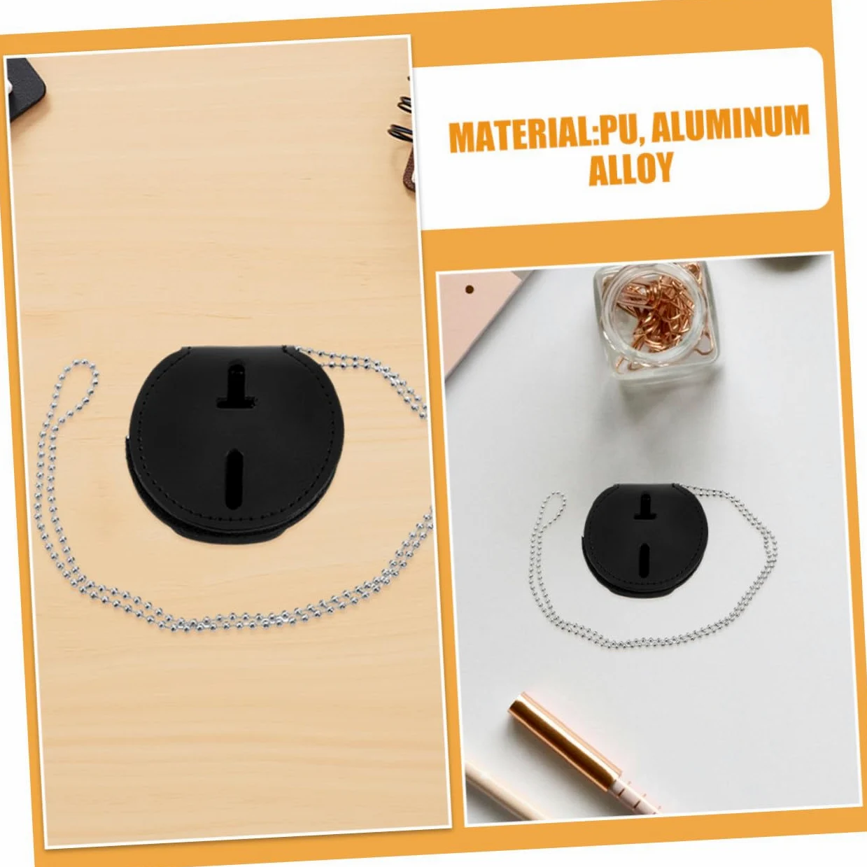 DOITOOL Porta Badge in Pu con Cordino da Collo e Clip 7 Pz, Porta Tessera Rigido per Eventi e Utilizzo Quotidiano