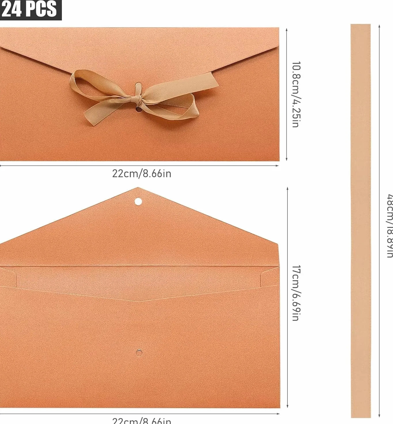 Buste Lettere Kraft Colorate 22×10,8 cm con Nastri per Inviti Matrimonio
