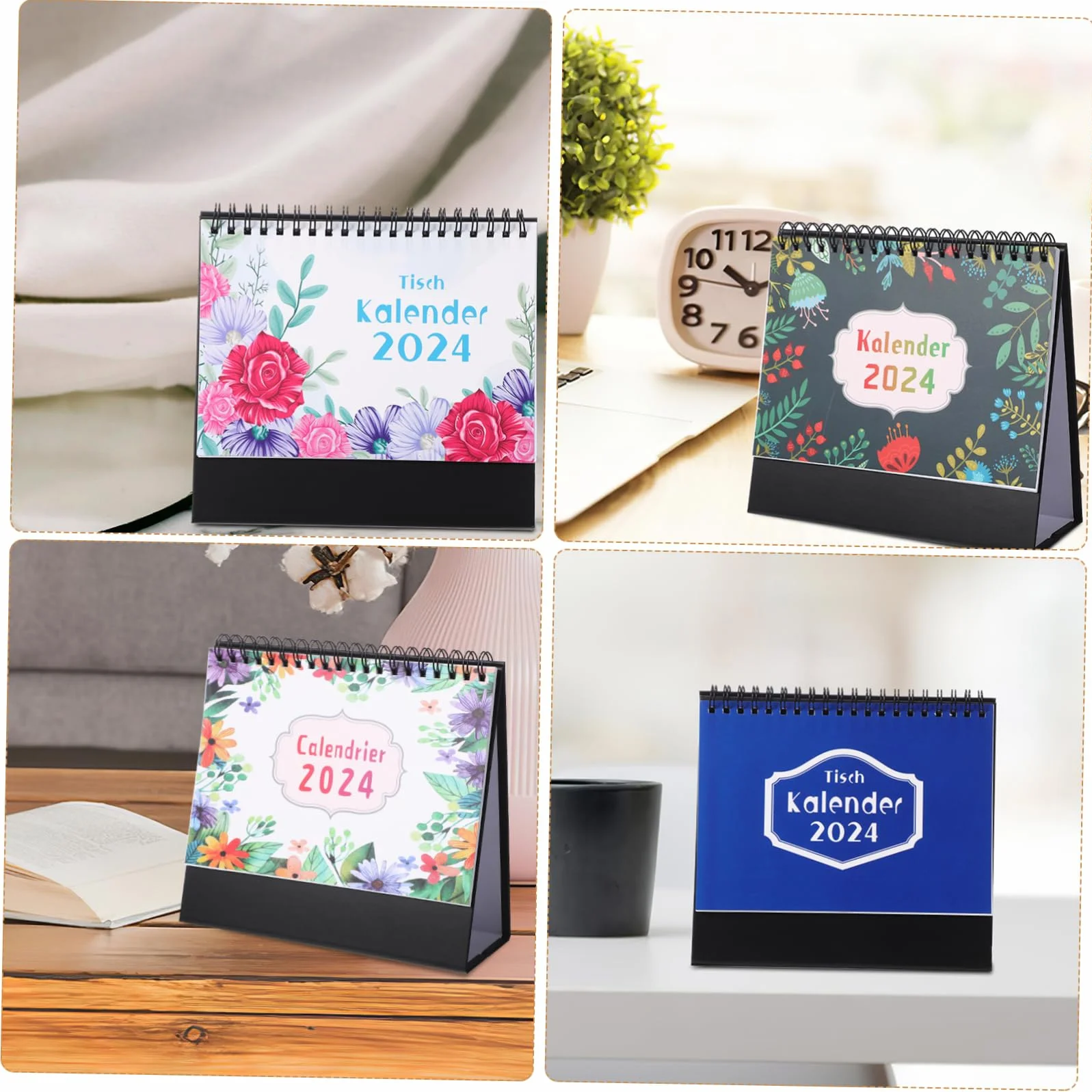 Didiseaon 4pezzi Calendario da Tavolo Design Due Spirali Accessorio da Ufficio per Casa Opzioni di Pianificazione Multifunzionali