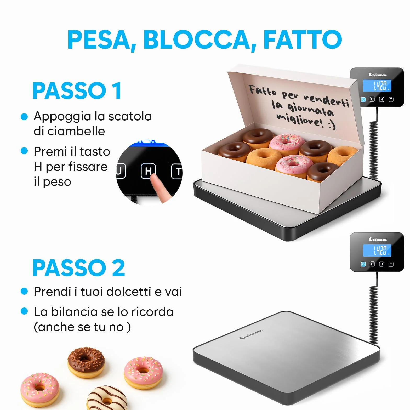 Bilancia Professionale 200 kg/10 g Alta Precisione con Funzione Hold/Tara per Pacchi Bagagli Uso Industriale