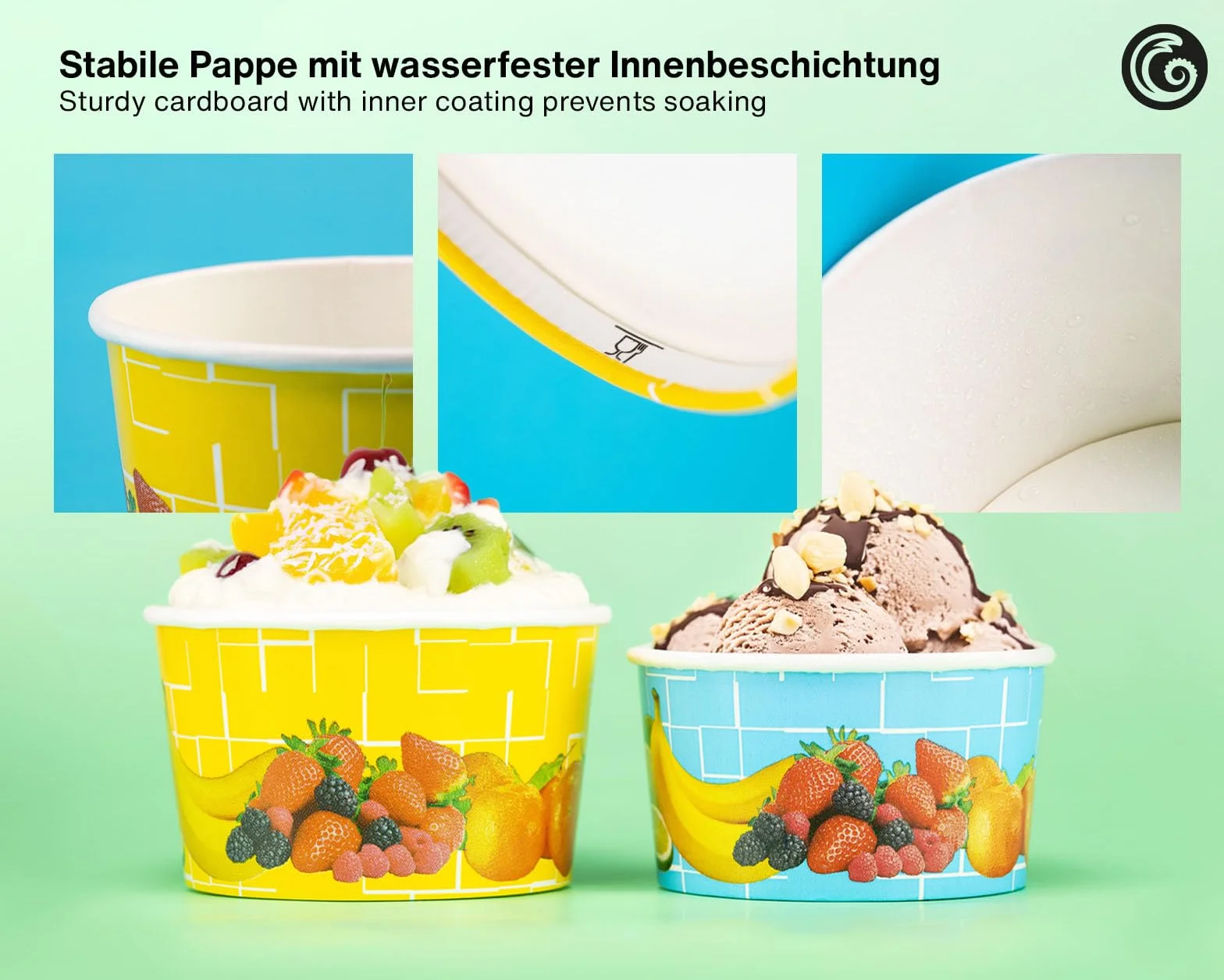 Octopus 200x coppe gelato di carta 260 ml