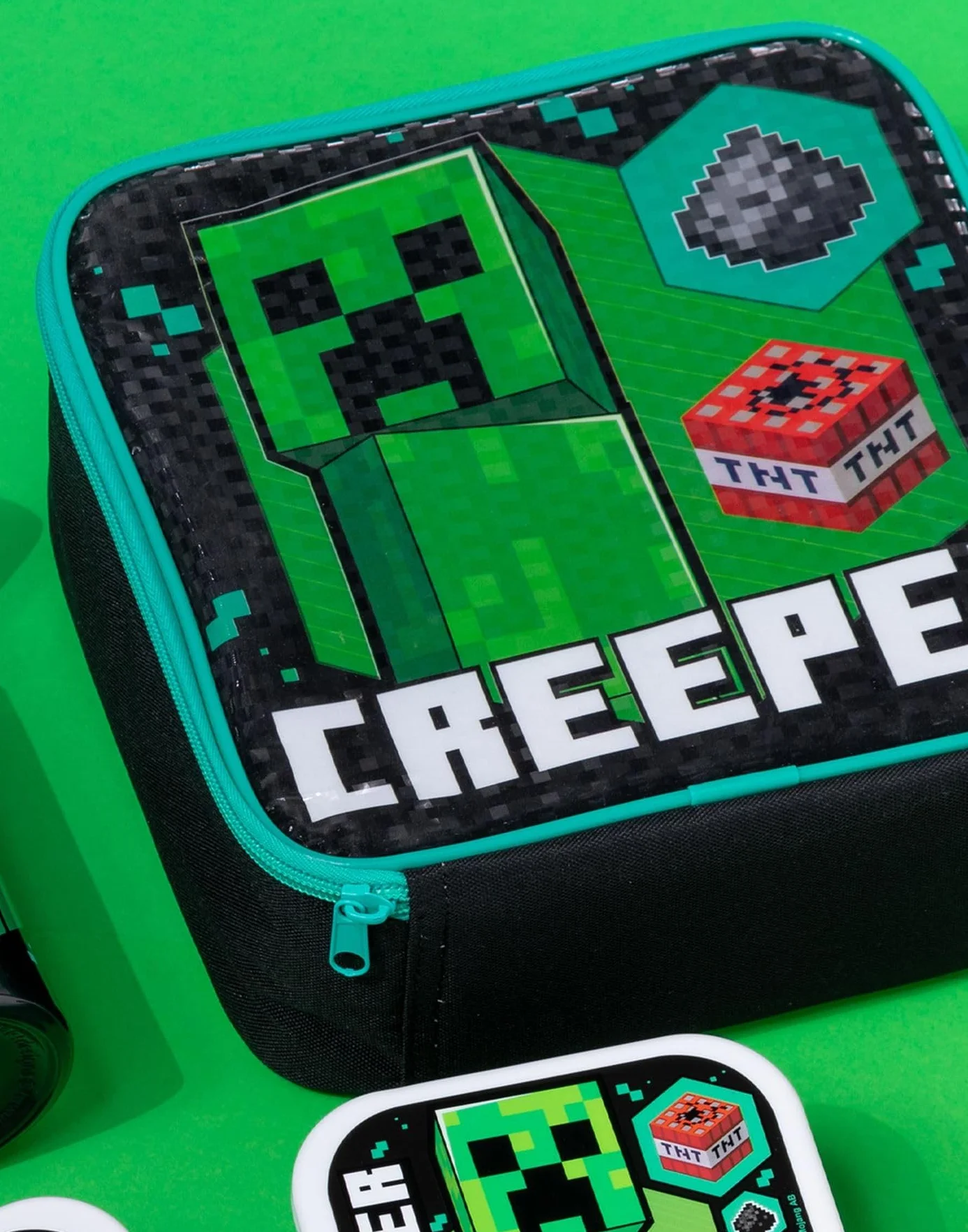 MINECRAFT Lunchbag Kids Creeper Bottiglia d'acqua a sacchetto da 5 pezzi 3 pentole per snack