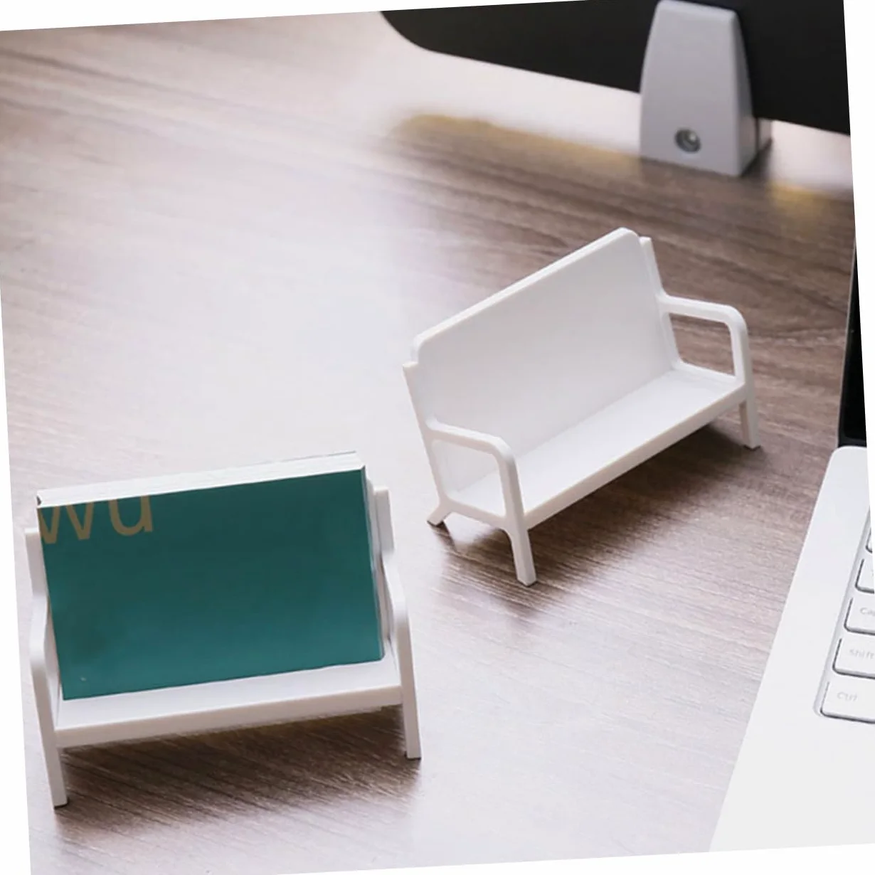 HOMSFOU 3 Set Porta Biglietti Da Visita Titolari Display Organizzatore Saluto In Piedi Titolare Della Carta Dell'ufficio Porta Carte Da Esposizione Abs Bianca 2 Pezzi * 3