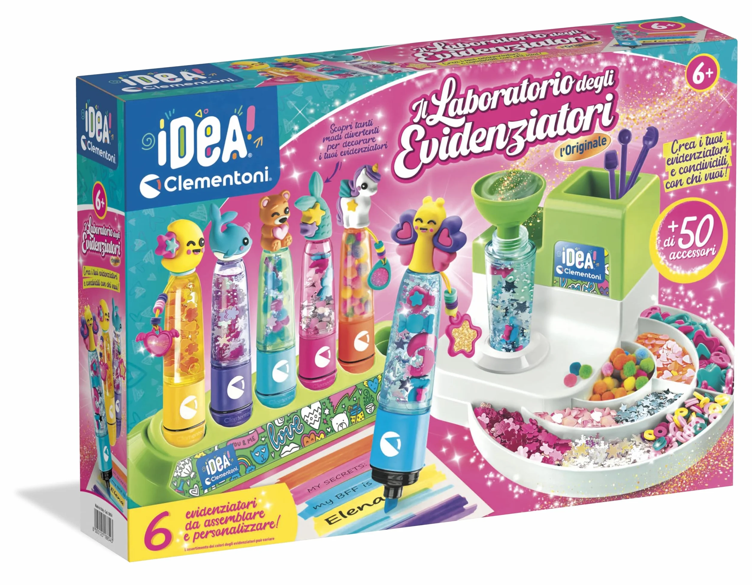 Clementoni Laboratorio Evidenziatori Personalizzati Kit Creativo Bambini 6+ Anni 50+ Accessori 6 Evidenziatori Made in Italy