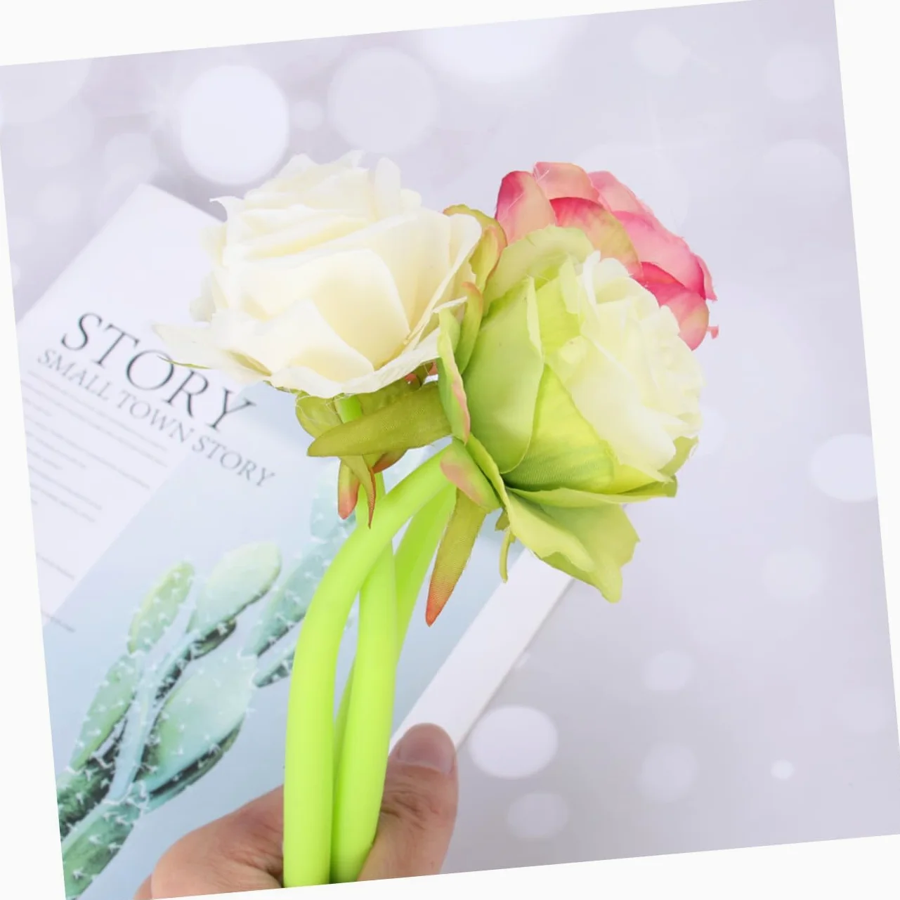 SHINEOFI 6pezzi Penna Gel Romantica Forma Di Rosa Con Inchiostro Nero Per Scuola Ufficio e Uso Personale