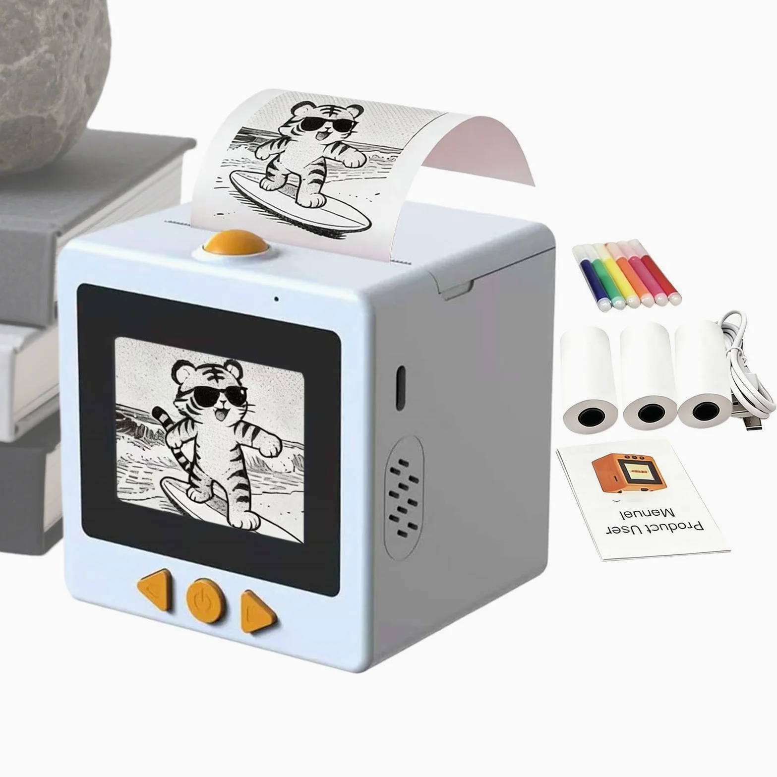 Stampante per adesivi - Scatola di stampa portatile senza inchiostro | abilitata a voce AI, stampante per etichette con display per la scuola, il posto di lavoro a casa | Dispositivo imp