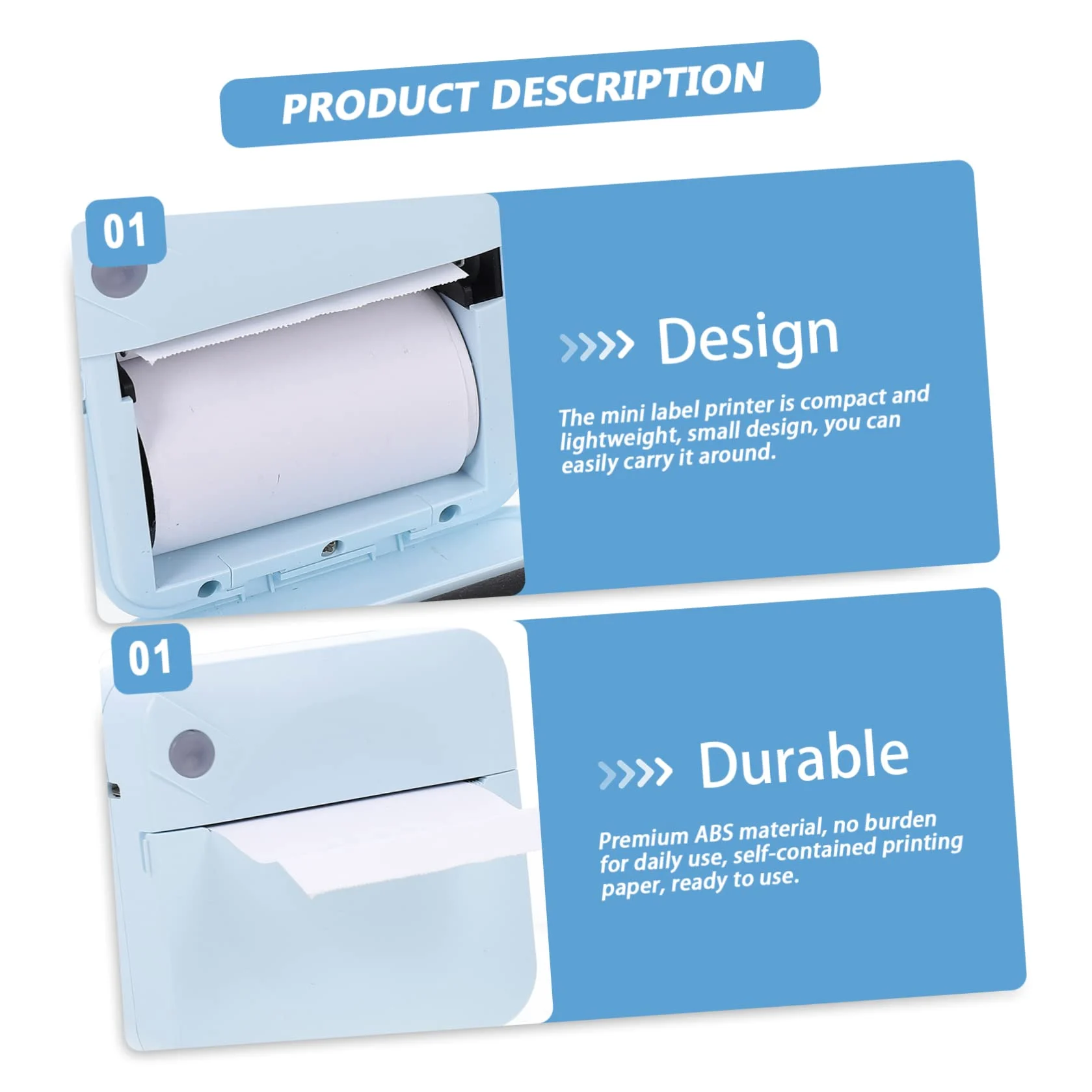 Stampante Etichette Portatile 200dpi Set 1 Abs Wireless per Ufficio | Ricaricabile 1000mah, Micro-usb Dc5v/1a, Supporto Lingue Multiple e Stampa Personalizzata