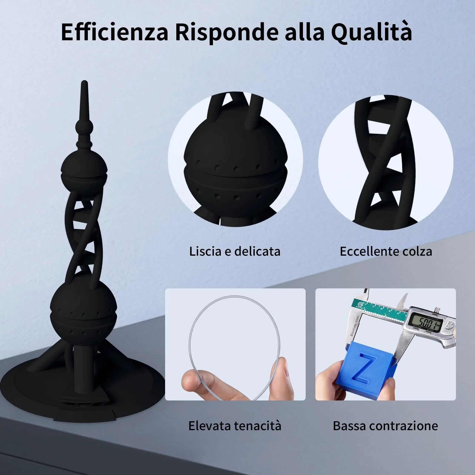 ANYCUBIC Filamento PLA 1,75 mm per Stampante 3D, Alta Velocità, Alta Resistenza, Resistenza Alte Temperature, Nero 1KG