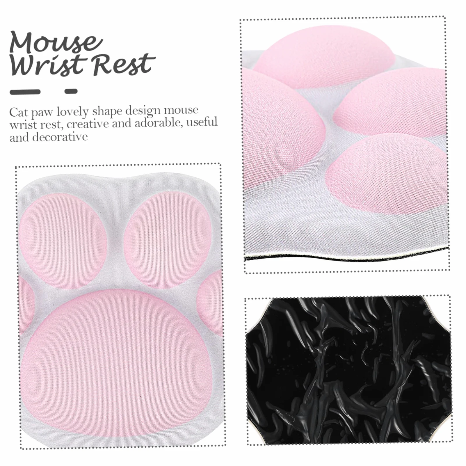 NUOBESTY 3pezzi Poggiapolsi Per Mouse Silicone Morbido Forma Di Zampa Di Gatto Design Antiscivolo Per Ufficio e Home Office Carino Per Donne e Amanti Degli Animali