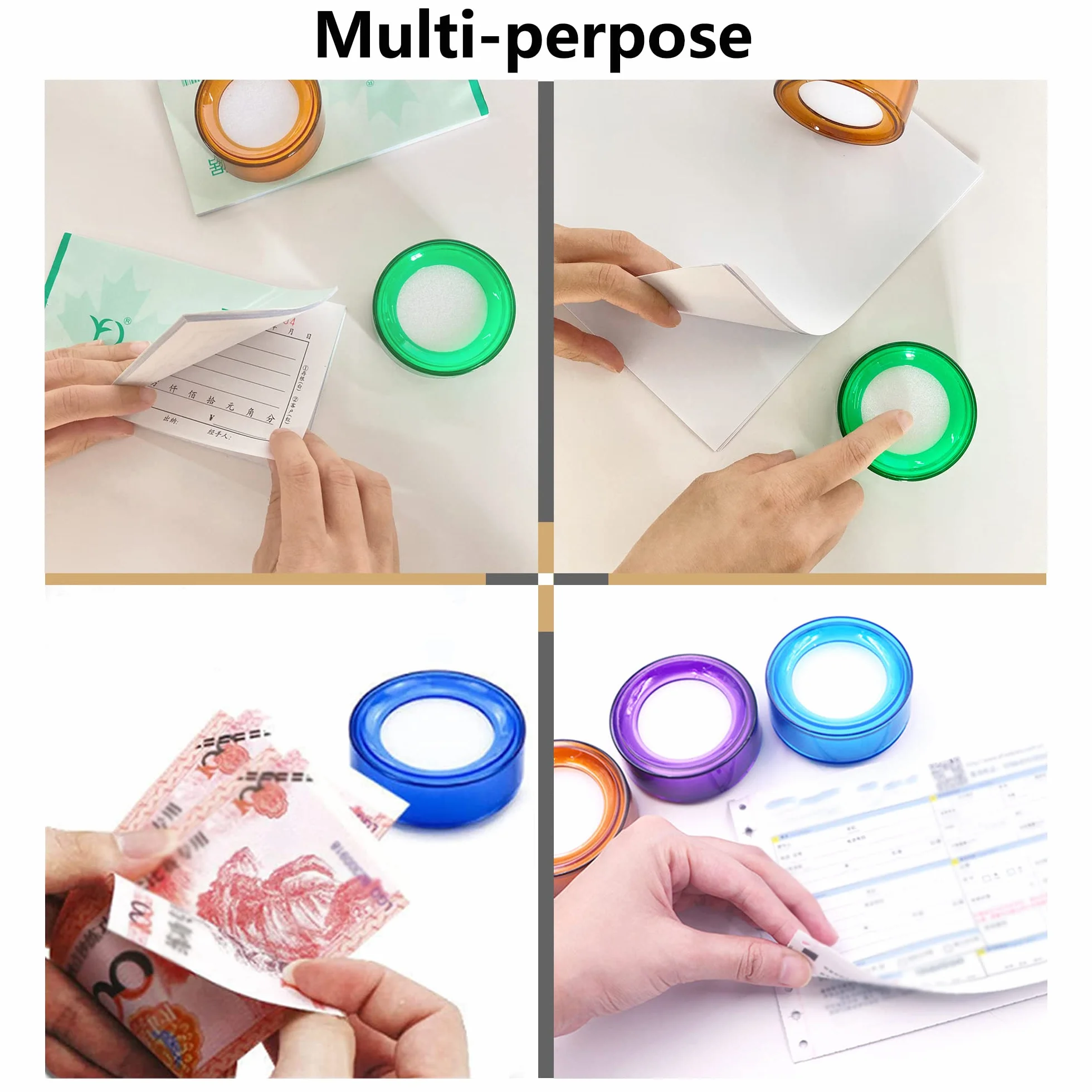 Umidificatore per Dito Spugna Bagnate in Plastica Rotonda 4 Pezzi per Ufficio
