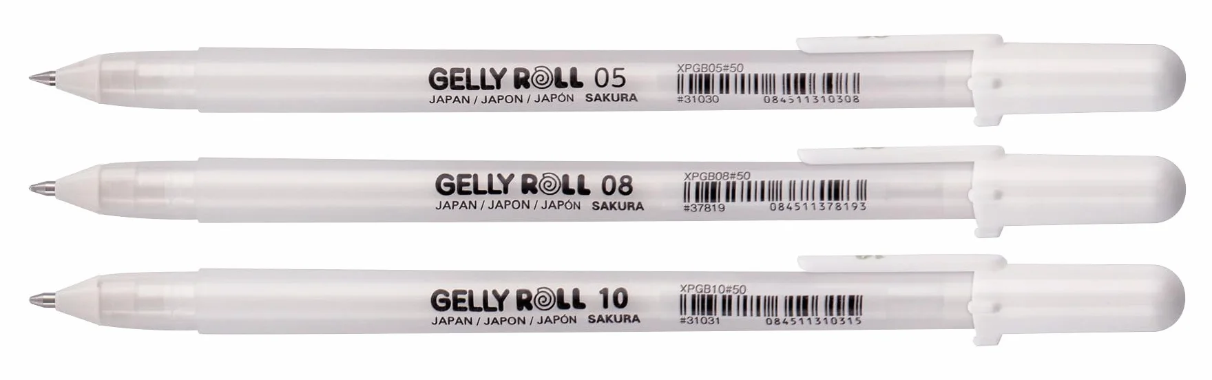 SAKURA Gelly Roll Basic White Gel Pen Set da 3, dimensioni assortite per evidenziazione, disegno e artigianato