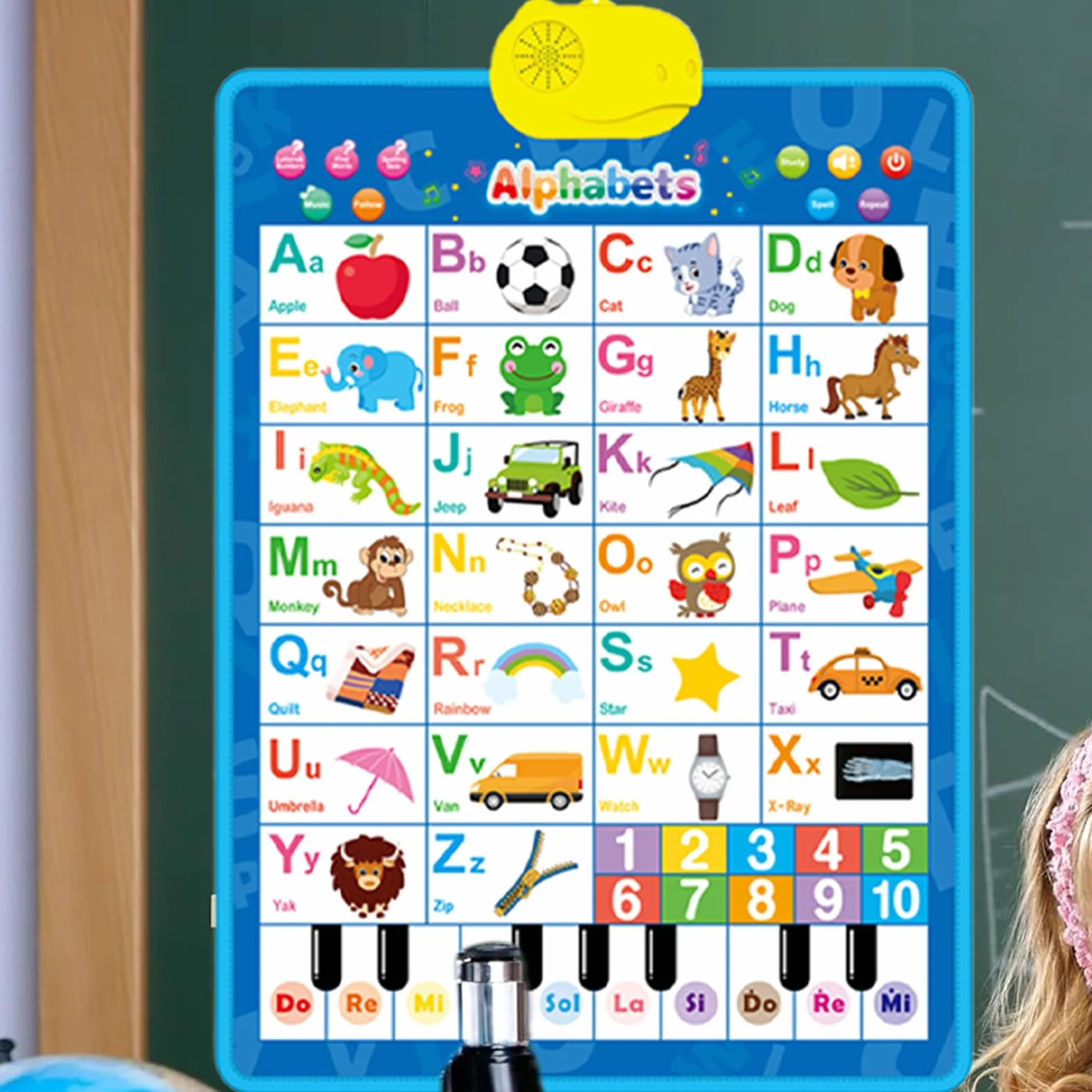 Grafico a muro alfabeto elettronico interattivo poster parlante musicale apprendimento bambini