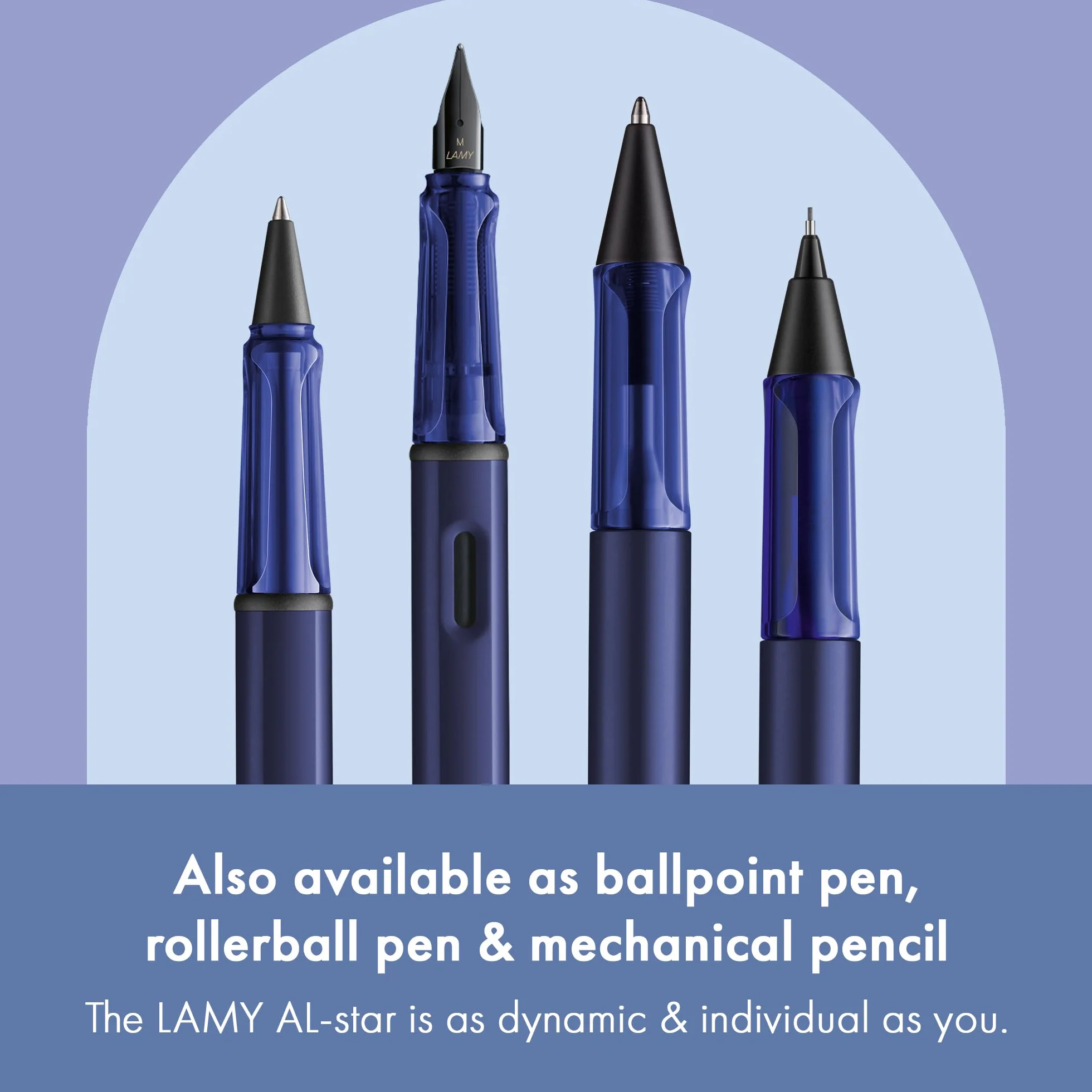 Lamy AL-star dark dusk - Stilografica con impugnatura ergonomica e pennino in acciaio lucido per mancini misura F - corpo in alluminio leggero - cartuccia T 10 blue inclusa