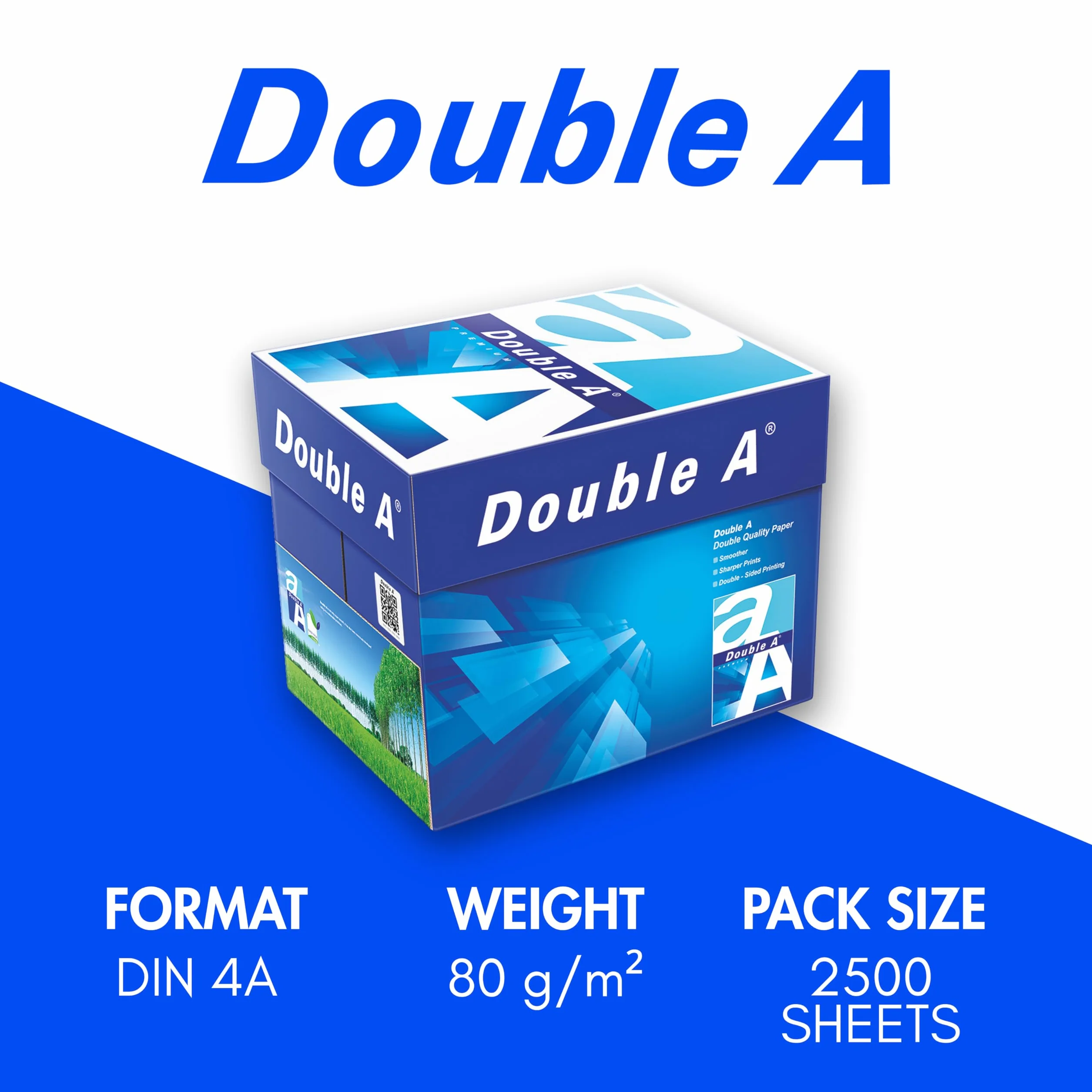 Double A Carta per stampante/fotocopiatrice Expressbox: A4, 80 g/m², 2500 fogli (sfusi), bianco