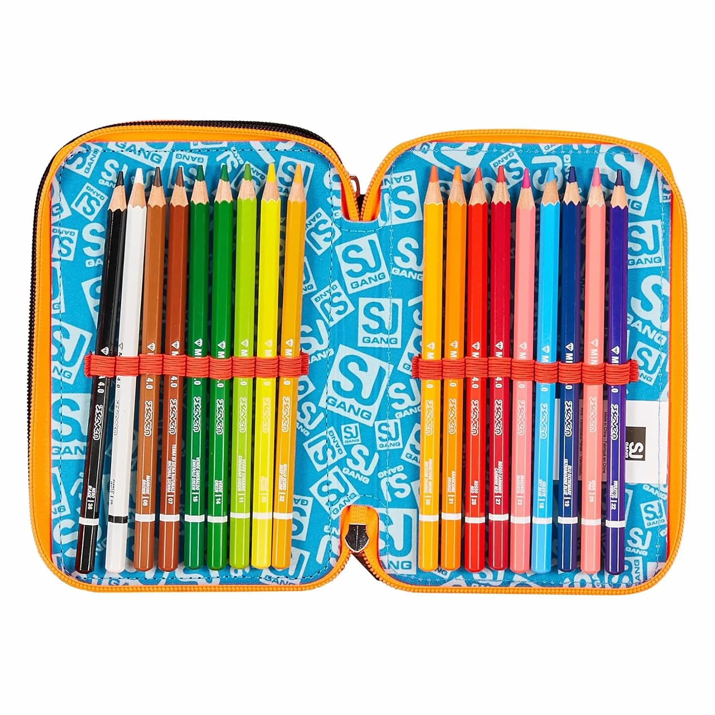 SJ GANG STYLE JAM GANG Astuccio Scuola 3 Zip, Nero, Verde, RexMe, Portapenne Triplo Scomparto Completo Di Penne, Matite, Colori, Accessori Zaino, Elementari, Medie, Bambino