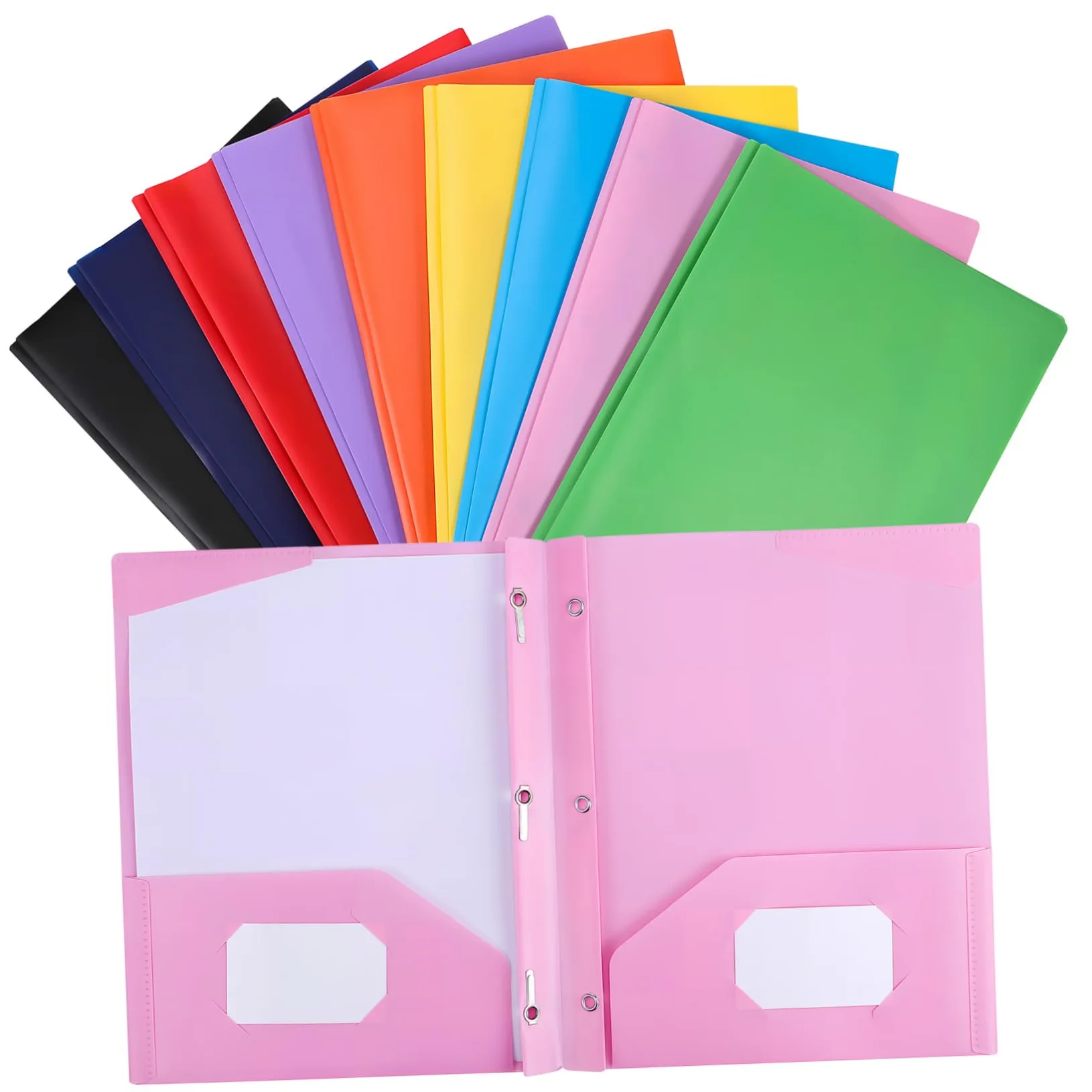 9pezzi Cartelline Portadocumenti Colorate Con Doppio Tasca Plastica Resistente Per Ufficio e Scuola Organizer Di Documenti Pratico e Compatto