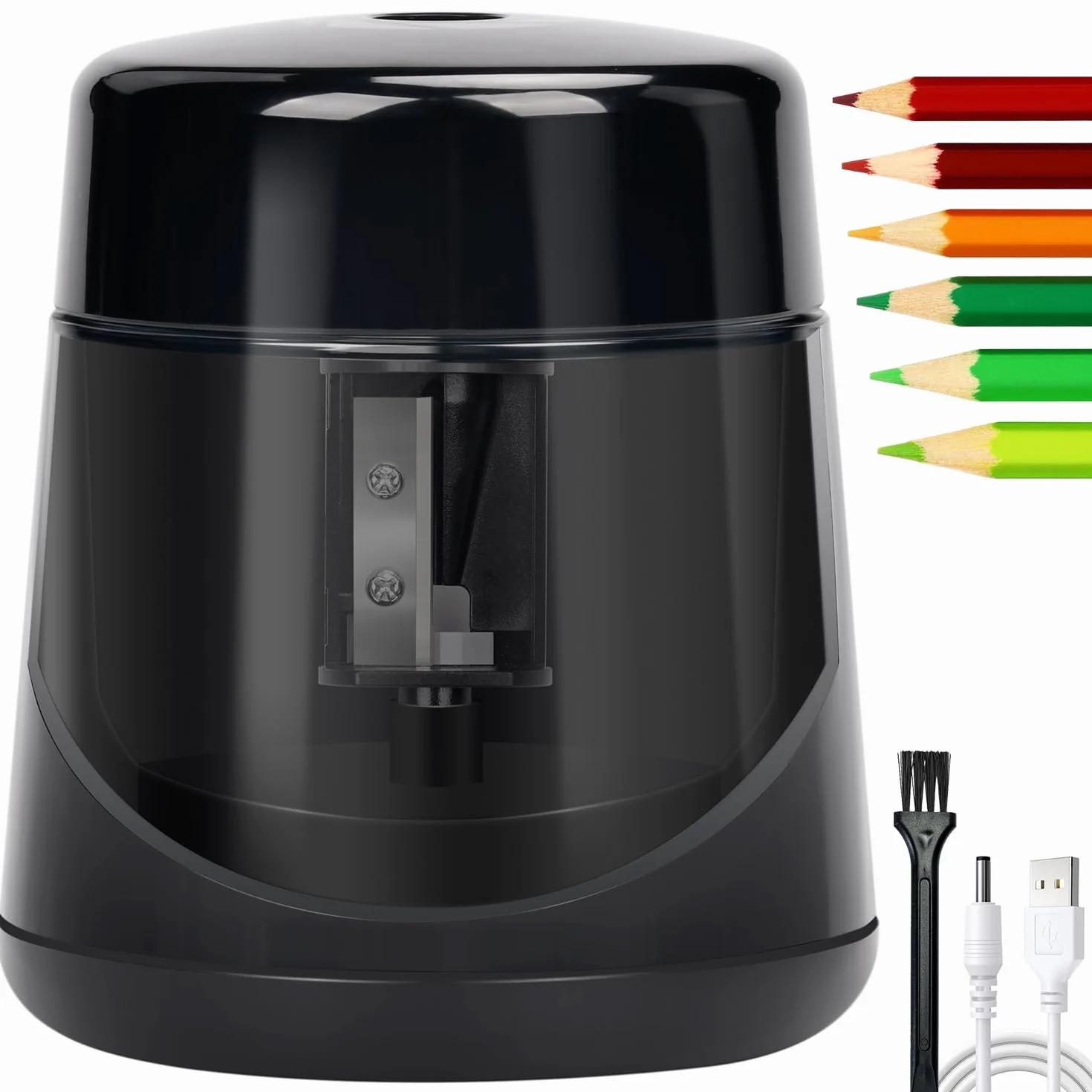 Temperamatite Elettrico Ricaricabile USB per Bambini 7-12 mm, con Serbatoio, per Casa Ufficio Scuola