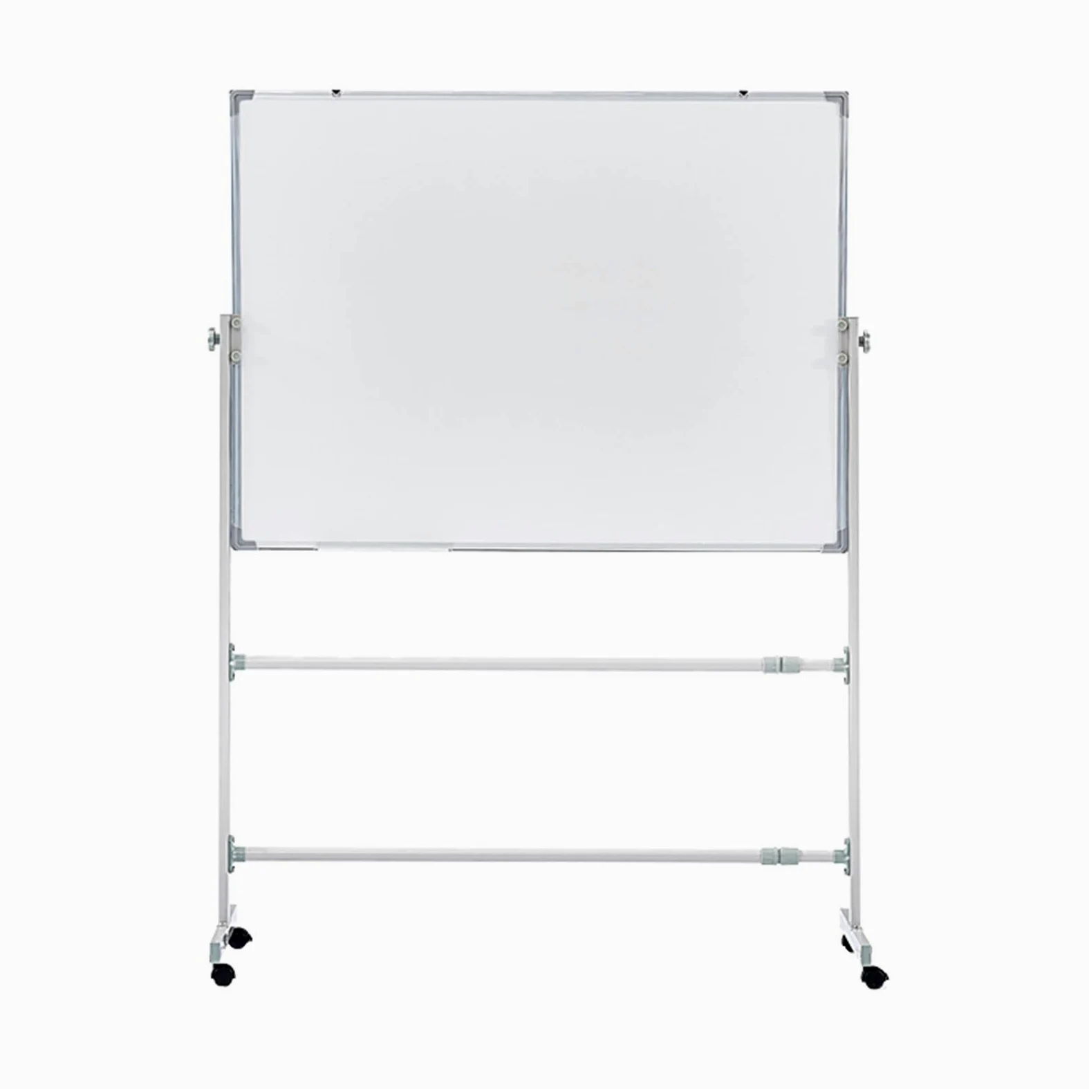Lavagna Mobile Lavagna Magnetica Mobile bifacciale cancellabile a Secco Telaio in Alluminio Reversibile a 360° Regolabile in Altezza per casa Ufficio Scuola (90X120CM)