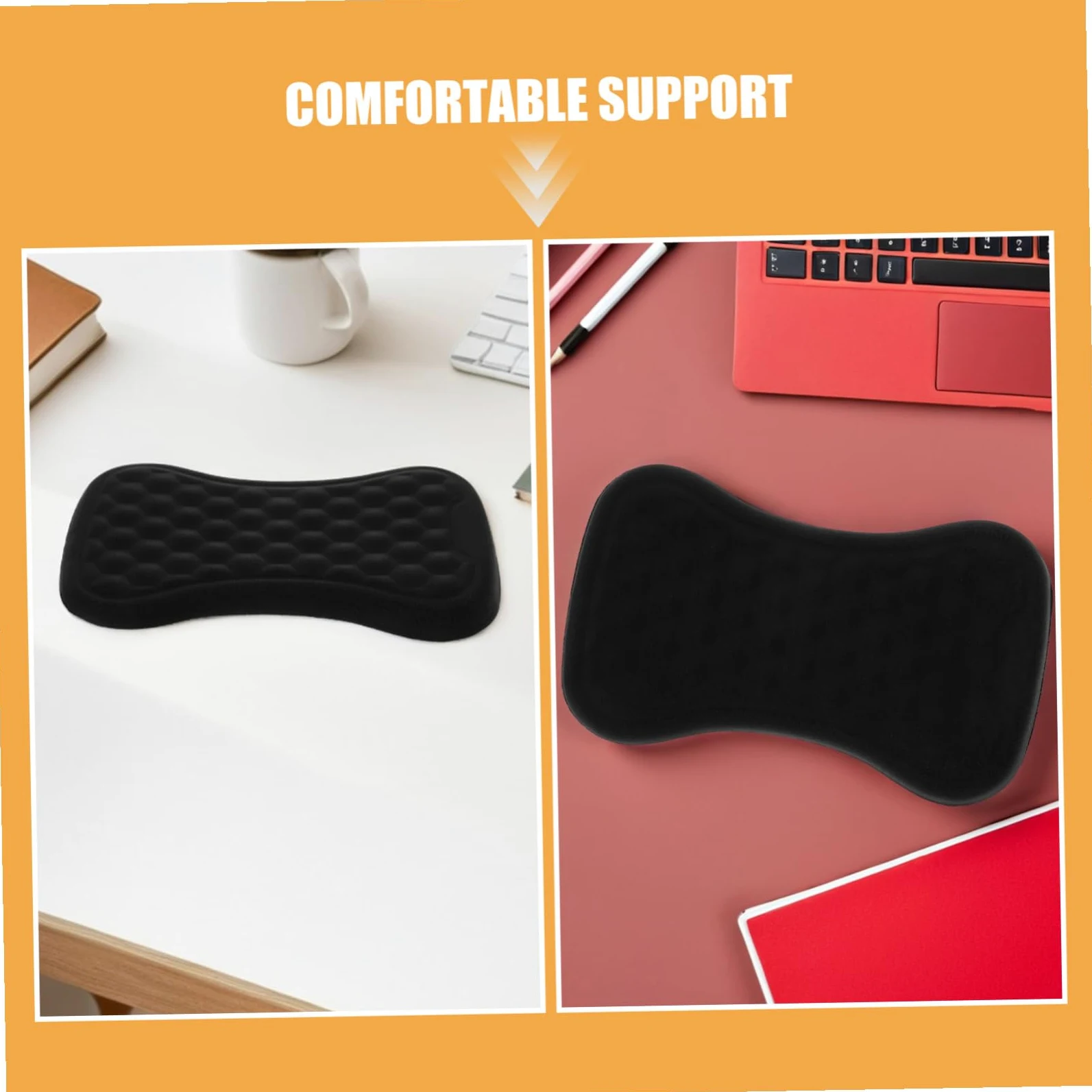 2 Pezzi Tappetino Da Polso Per Mouse Da Gioco Da Tastiera Poggiapolsi Ergonomico Black