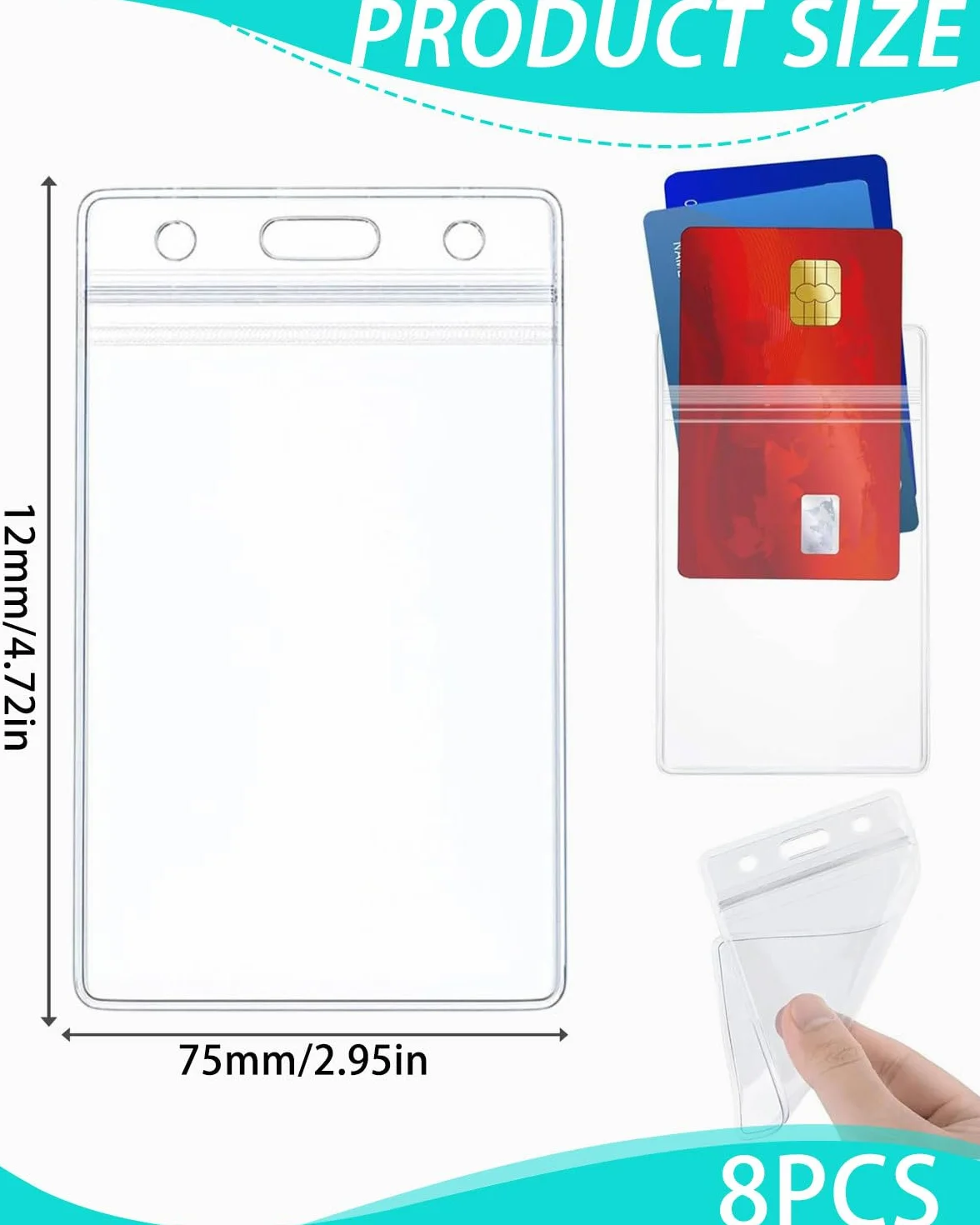 DAFNE 8 Pezzi Porta Badge Verticale in Plastica Impermeabile Custodia Trasparente per Tessere Identificazione