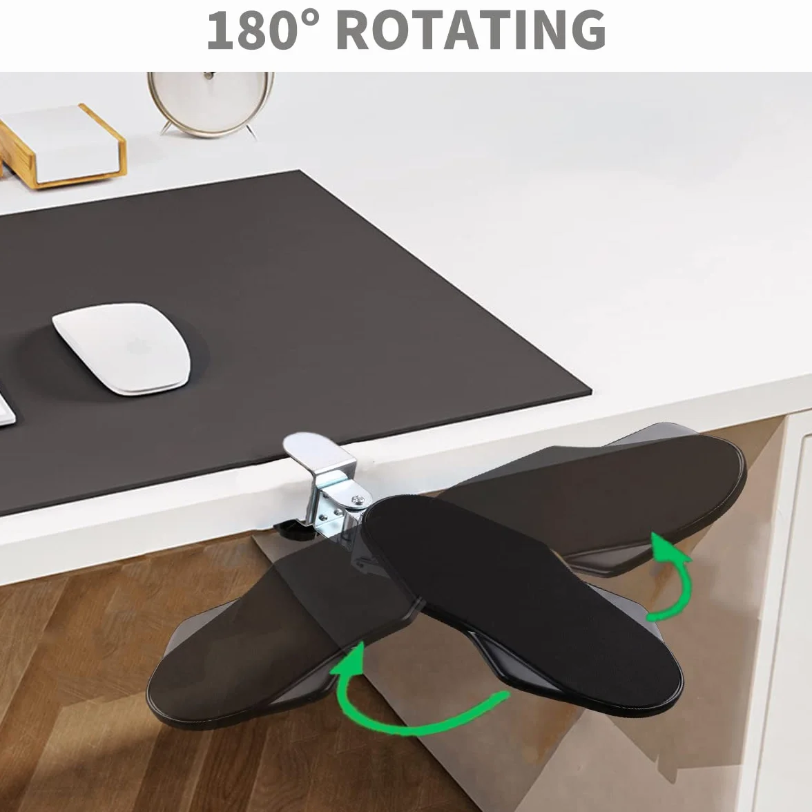 Supporto per Bracciolo da Scrivania Ergonomico Rotante a 180°, Regolabile per Ufficio, Nero