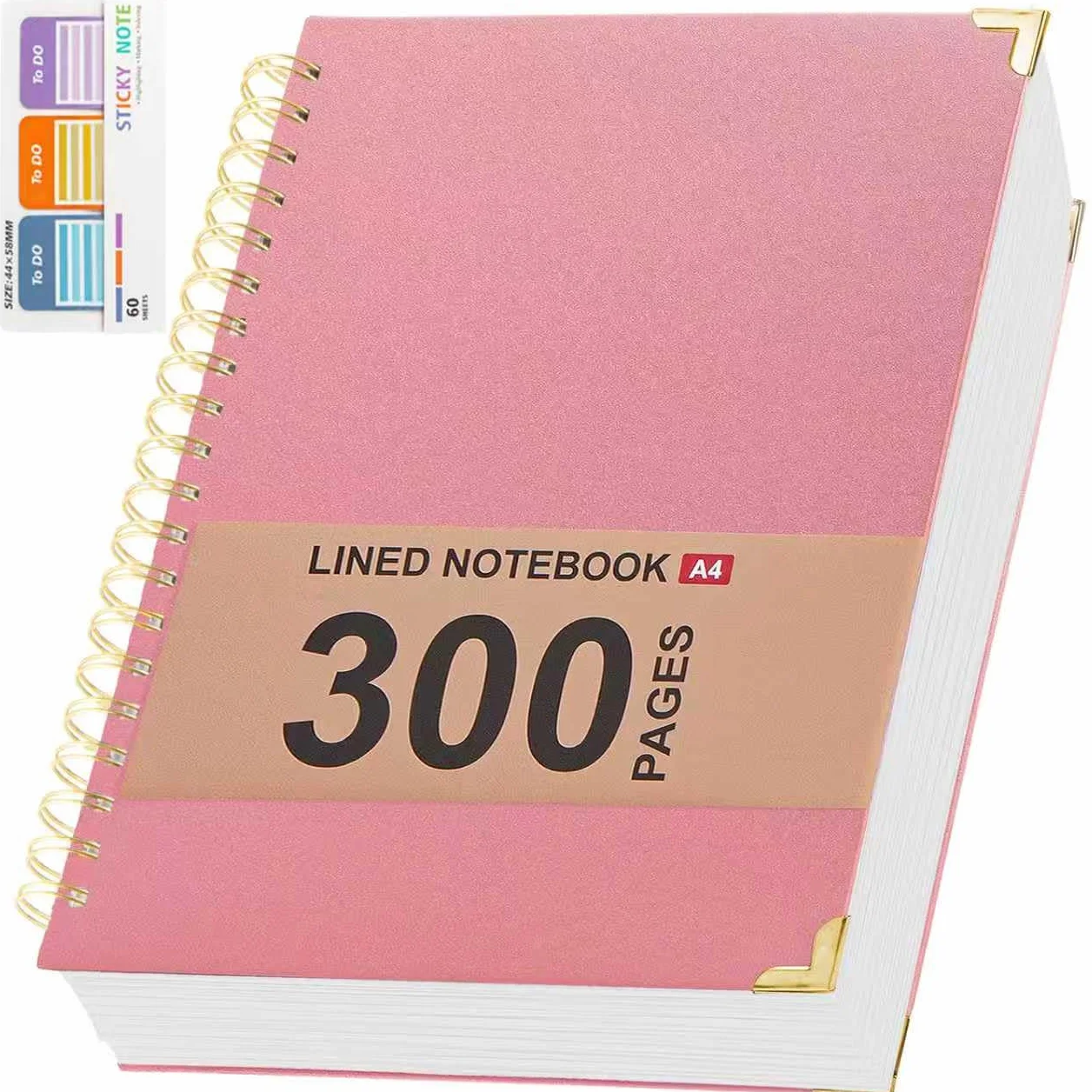 Diario a spirale a righe per lavoro, 300 pagine in pelle, 8,5 x 11 cm, riviste a righe universitarie per scrivere, con carta da 120 g/m², quaderni con copertina rigida per prendere appunti, perfetto