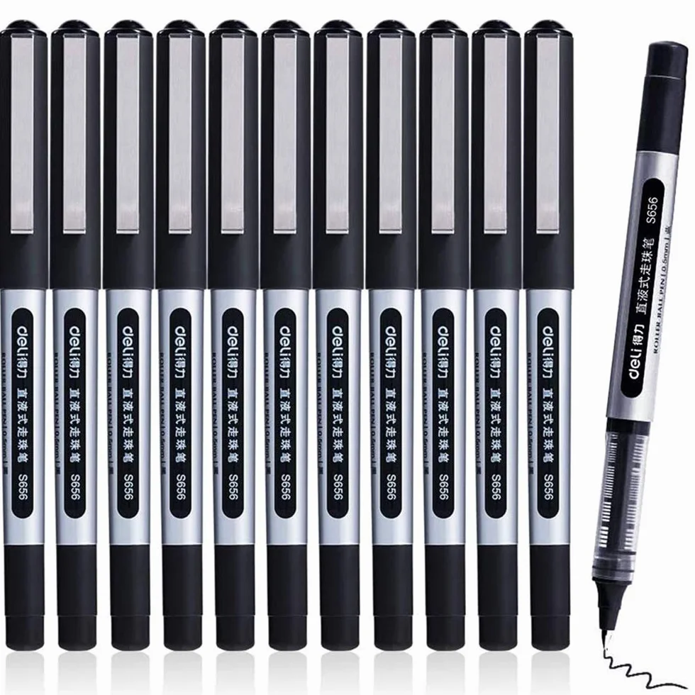 Penne Gel Nera 0.5mm Punta Fine, Penna a Sfera Inchiostro Nero 12 Pezzi