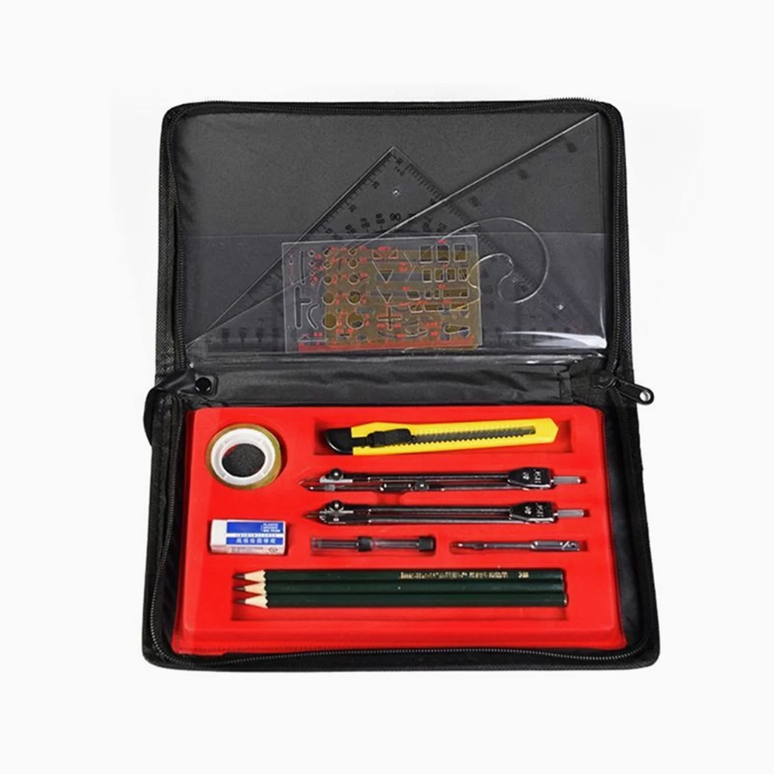 Compassi per tracciare 16pcs / set accessori for la redazione bussola Set metallo Bussola geometria degli utensili di precisione Set maschere di disegno a matita studente di scuola (10.63x6.30in) Stru