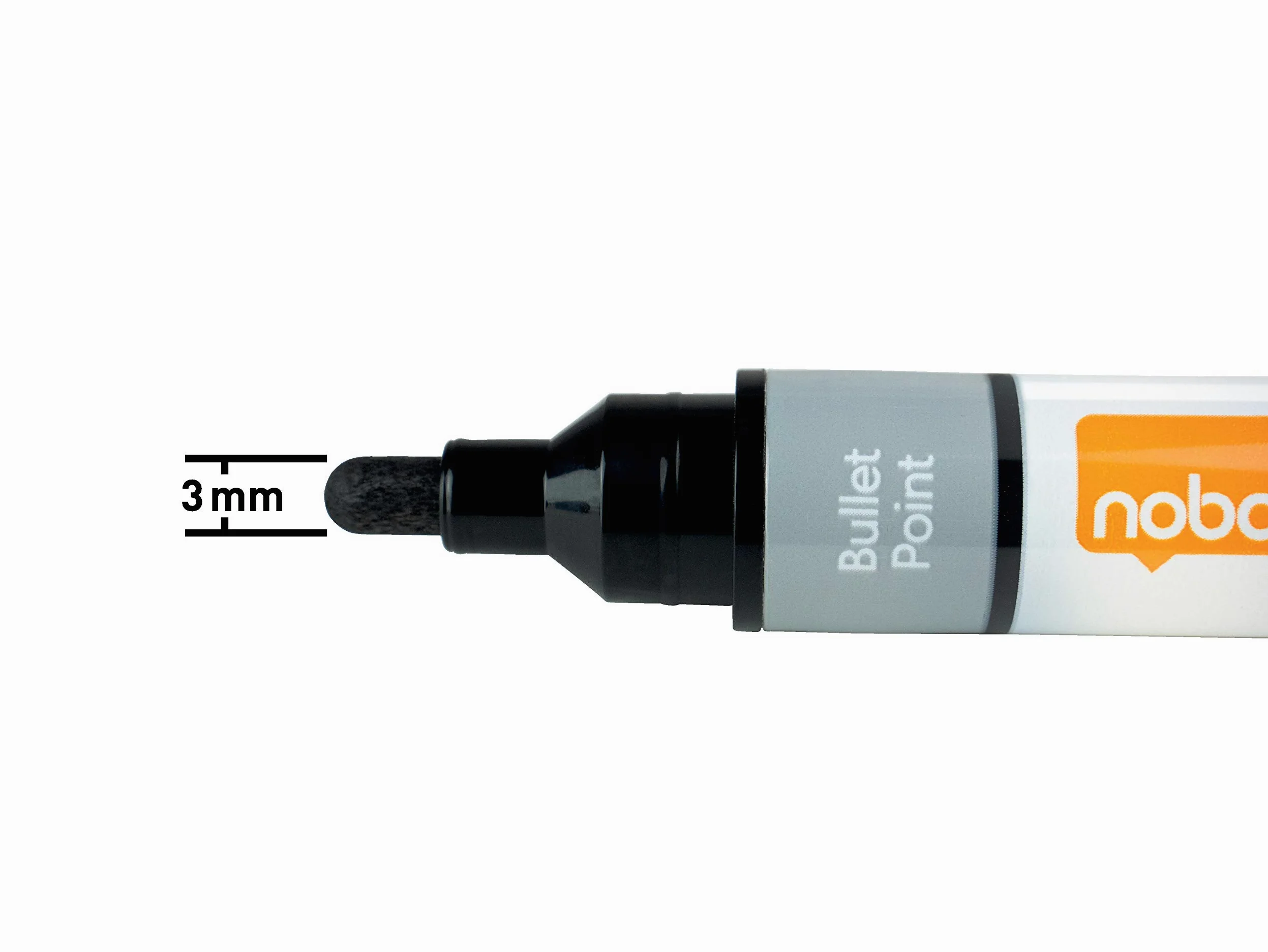 Nobo Pennarelli per Lavagna Bianca a Inchiostro Liquido Cancellabili a Secco, Punta Tonda Larga 3 mm, Confezione da 10, Nero, 1915377