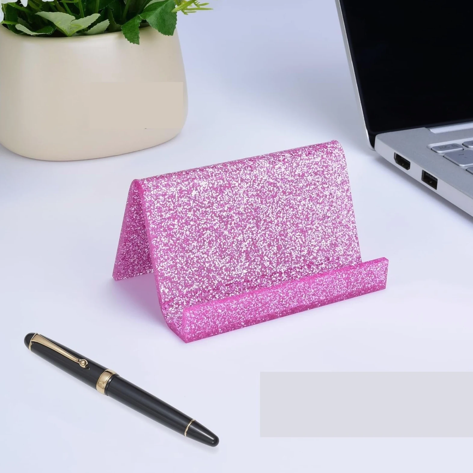 Espositore per Biglietti da Visita, Porta Biglietti da Visita in Acrilico per scrivania, per Ufficio, per casa (Blu 4,5x9x6 cm)