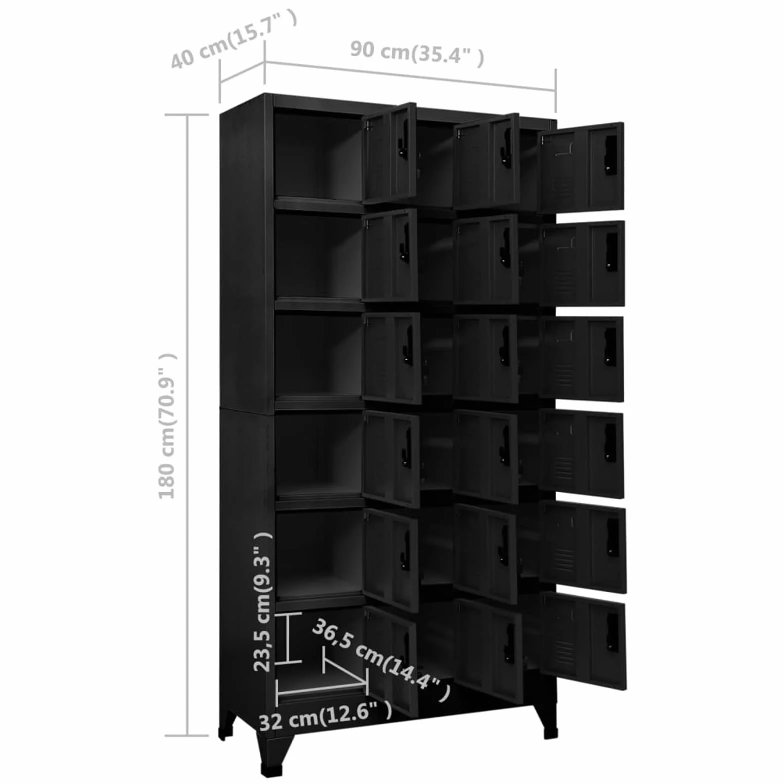 Gecheer Armadietto con Serratura Nero 90x40x180 cm in Acciaio