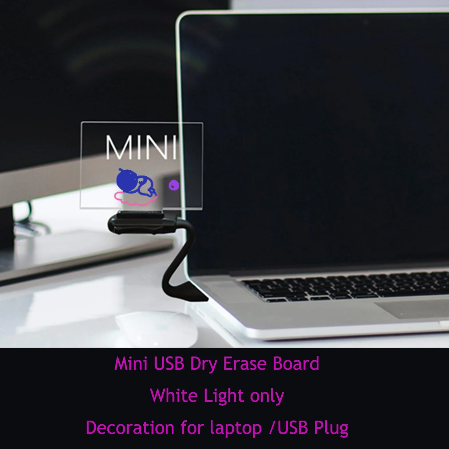 Lavagna cancellabile a secco in acrilico Laysinly con supporto luminoso, lavagna bianca trasparente 30 x 20 CM, scrivania a LED, lavagna a LED con luce calda a LED，7 pennarello colore