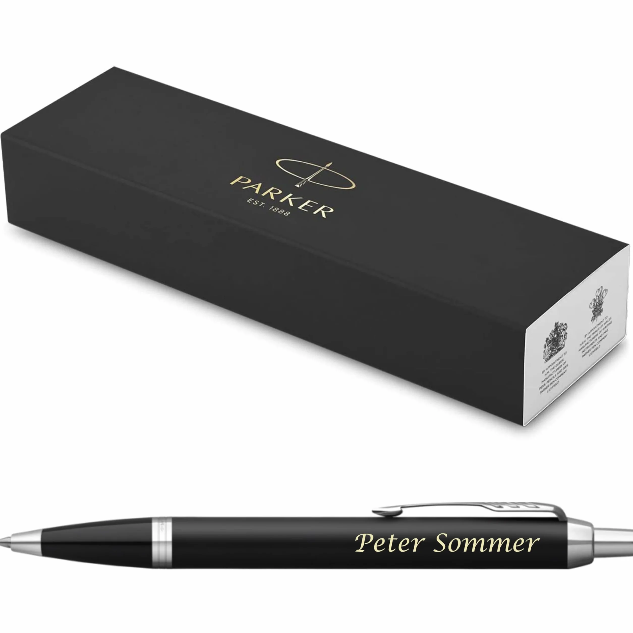 PARKER Penna a sfera IM Core con incisione | penna premium | confezione regalo | mina nera | regalo personalizzato | nomi | inciso | anniversario | compleanno (Matte Black C.C.)