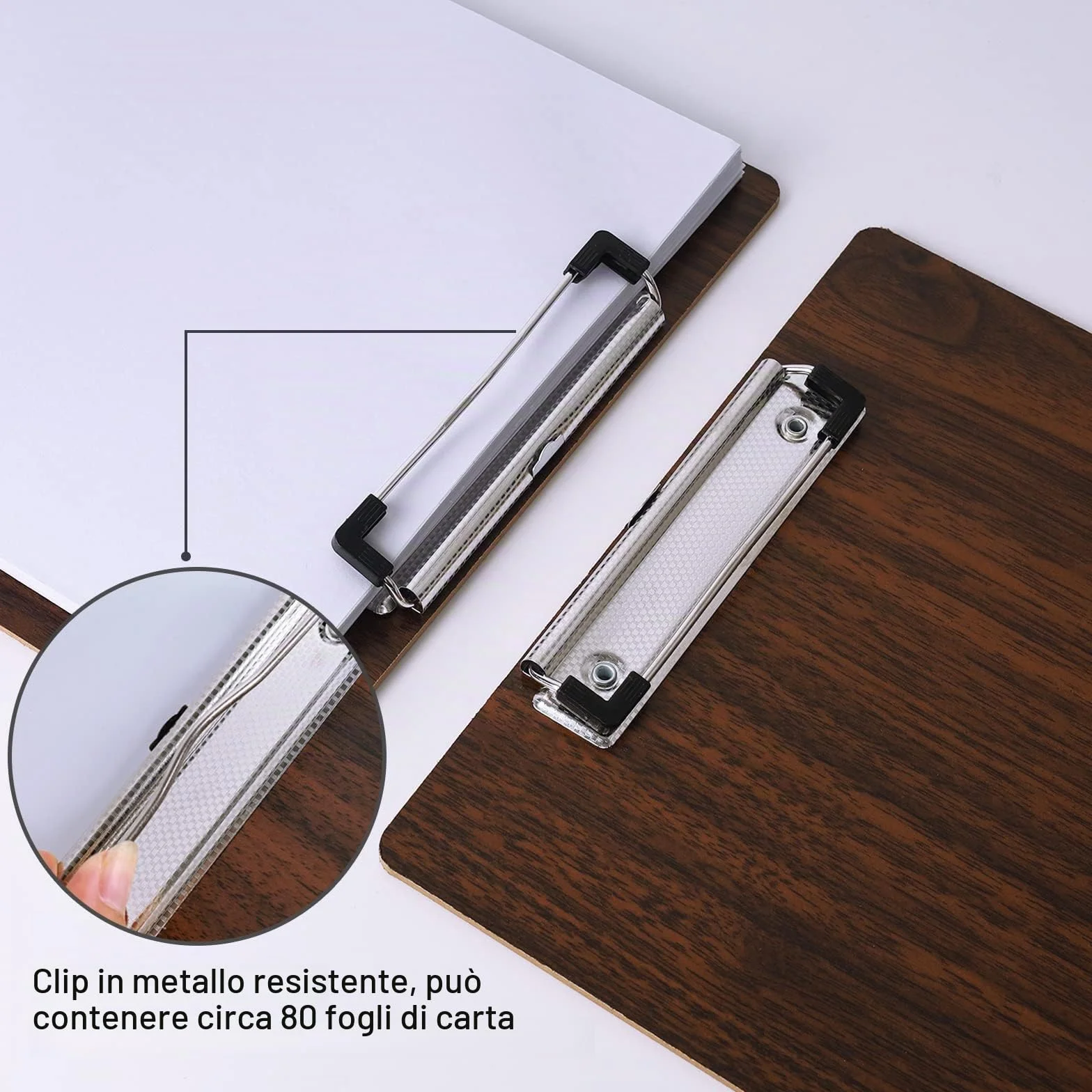 12 Pezzi Portablocco di Legno A5, Portablocchi con Clip in Metallo | Legno Portablocco, Tavolette per Appunti con Clip, Portablocco con Ferma-documenti, per Ufficio Scuola Casa
