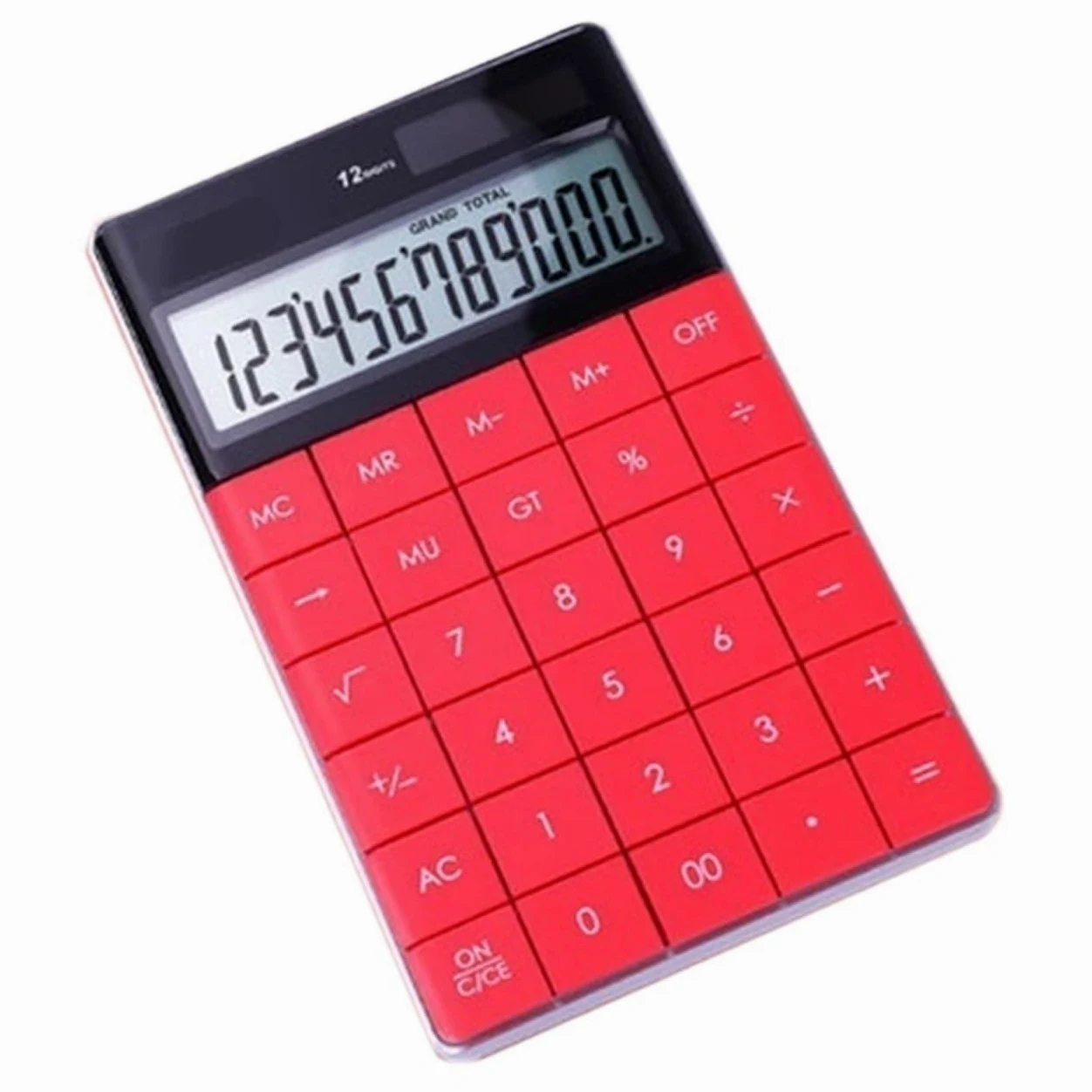 Calcolatrice Calcolatrice da Tavolo con Ampio Display A 12 Cifre, Solare E Batteria, Doppia Alimentazione, Portatile Tavolo Ufficio(Rot)