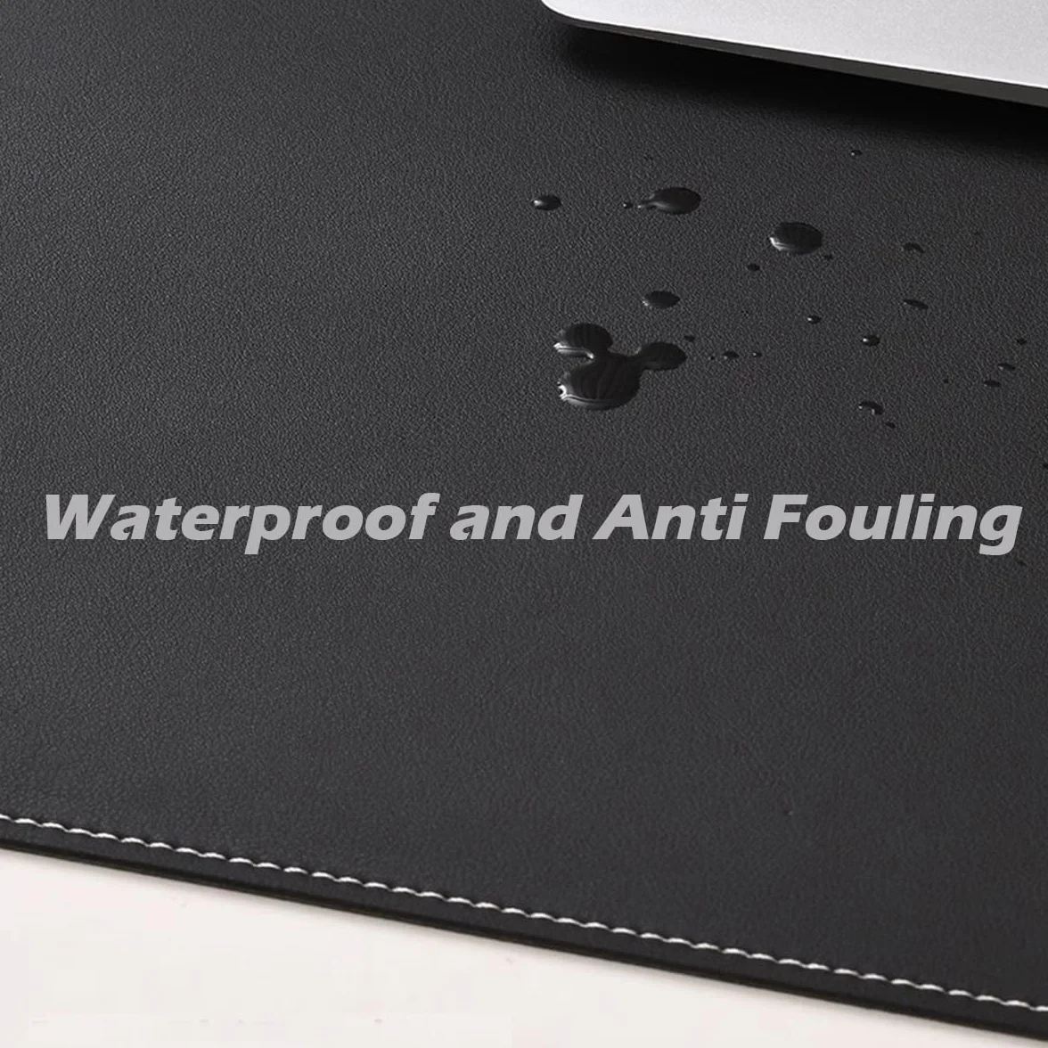 Tappetino da scrivania in pelle PU con bordo bloccato, grande tappetino per mouse per laptop, ufficio, lavoro e digitazione, con protezione dei bordi, impermeabile, scamosciato, antiscivolo, per
