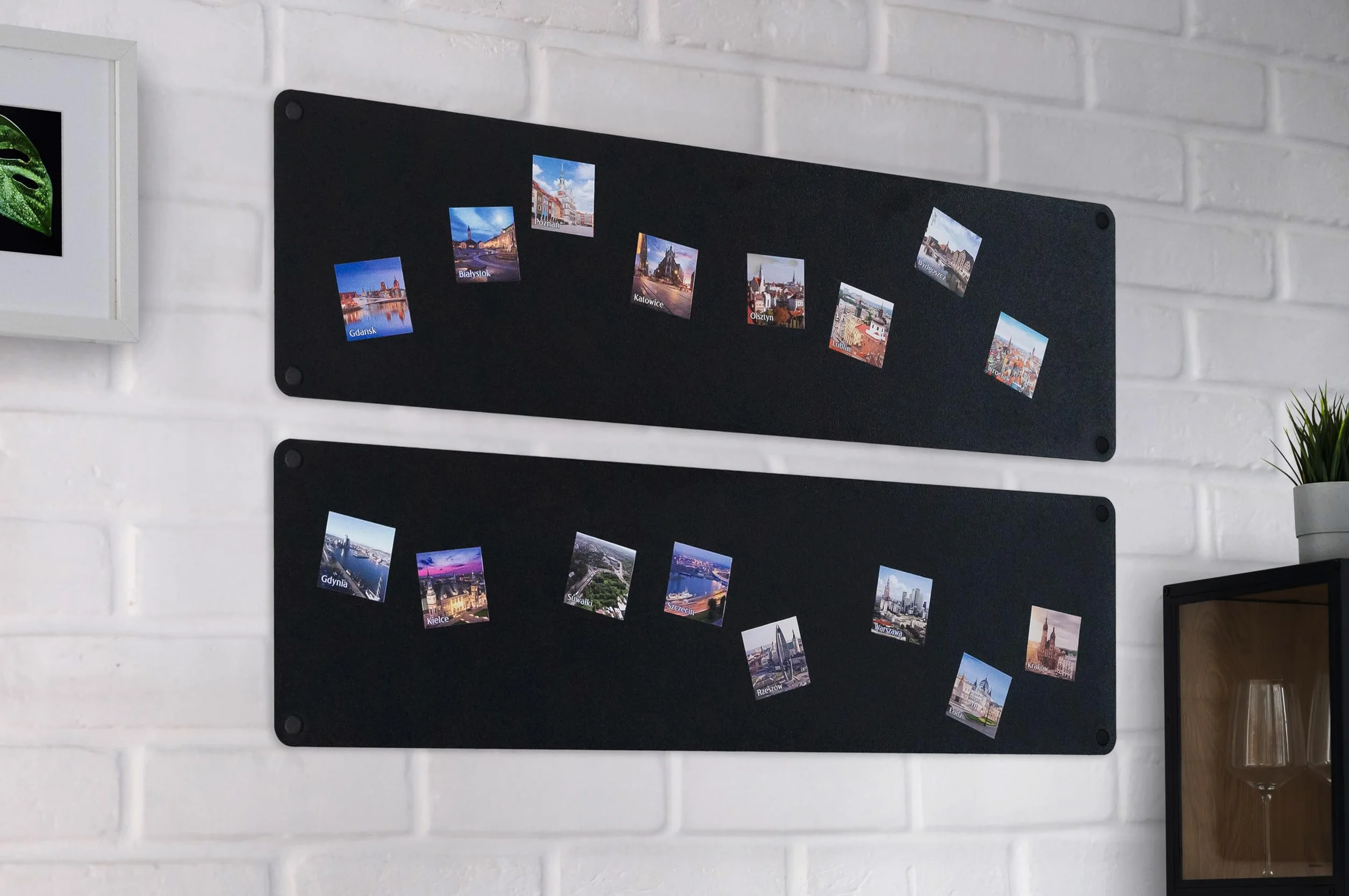 2x Leggera Lavagna Magnetica da Parete in Acciaio Nera 62,5x20 cm, Memo-Board, Pannello Magnetico per Calamite, Lavagna da Cucina, Ufficio, Camera dei Bambini