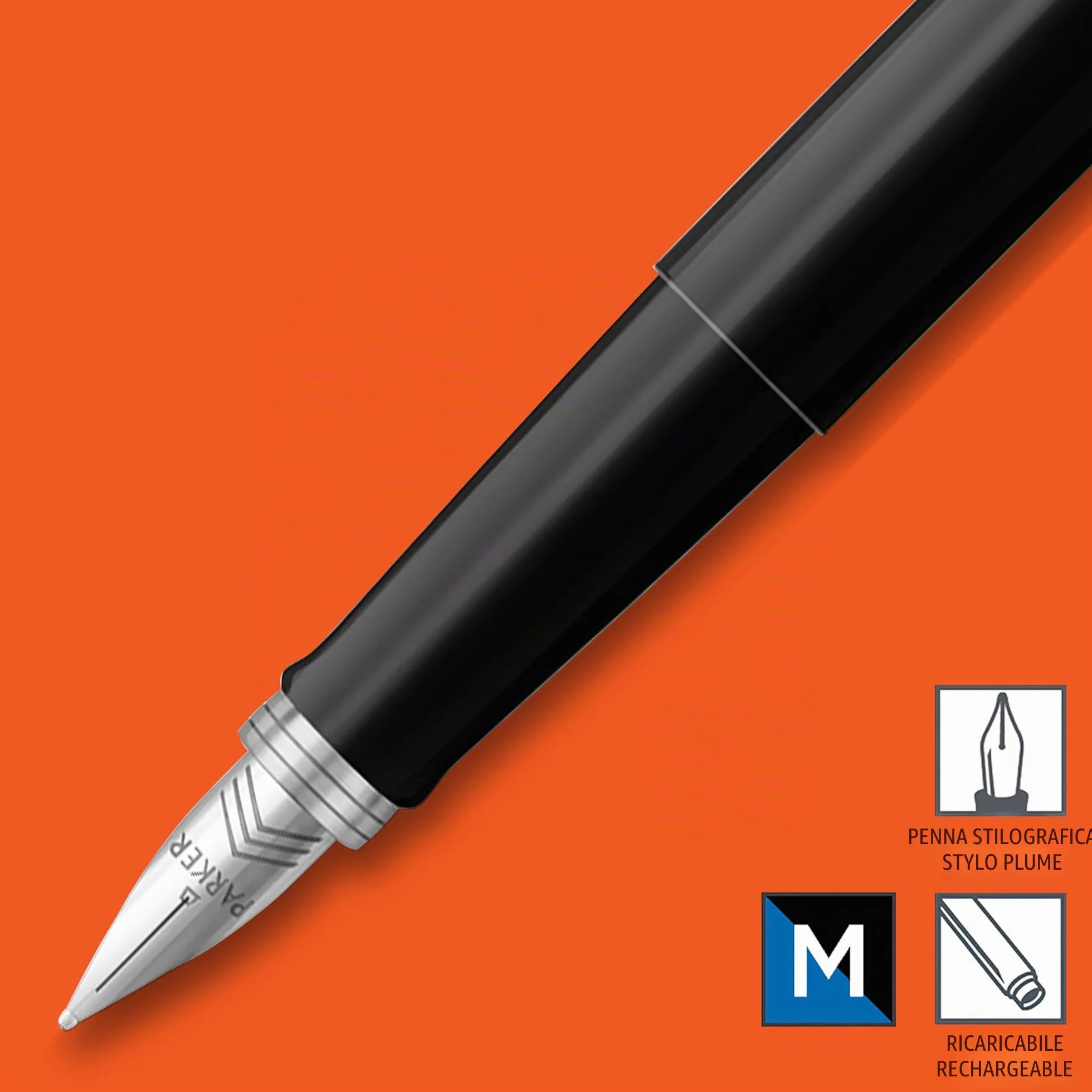 Parker Jotter Originals penna stilografica nero pennino medio inchiostro blu nero