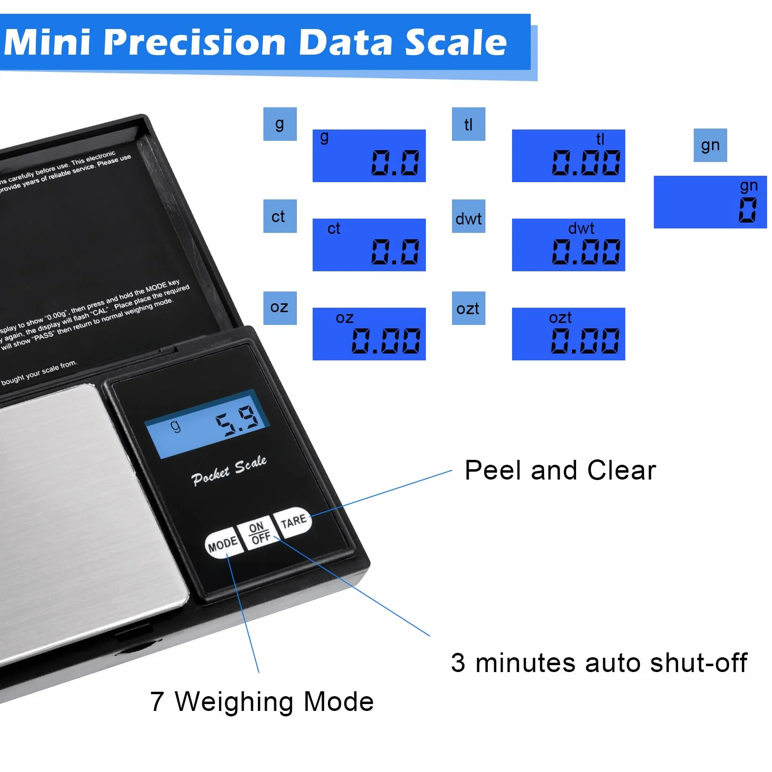 Bilancia di Precisione Digitale JOPHEK 500G/0,01G Portatile con Display LCD
