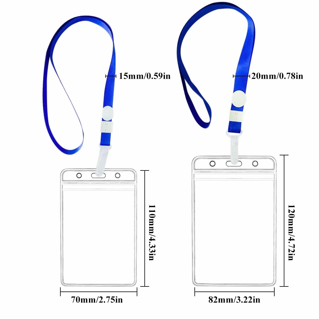 Porta Badge Impermeabile Verticale Trasparente con Cordino, 2 Pezzi per Exhibition Ufficio Studenti