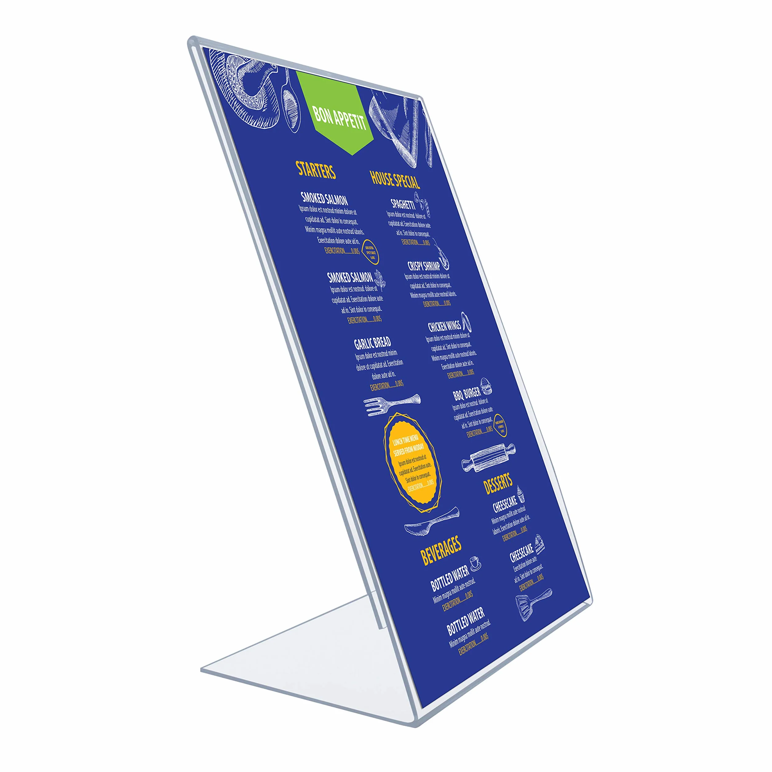 EUROPEL Espositore da Tavolo A3 Acrilico – Base L Stabile, Retro Inclinato, Fessure Laterali, per Ristorante, Hotel, Ufficio e Reception