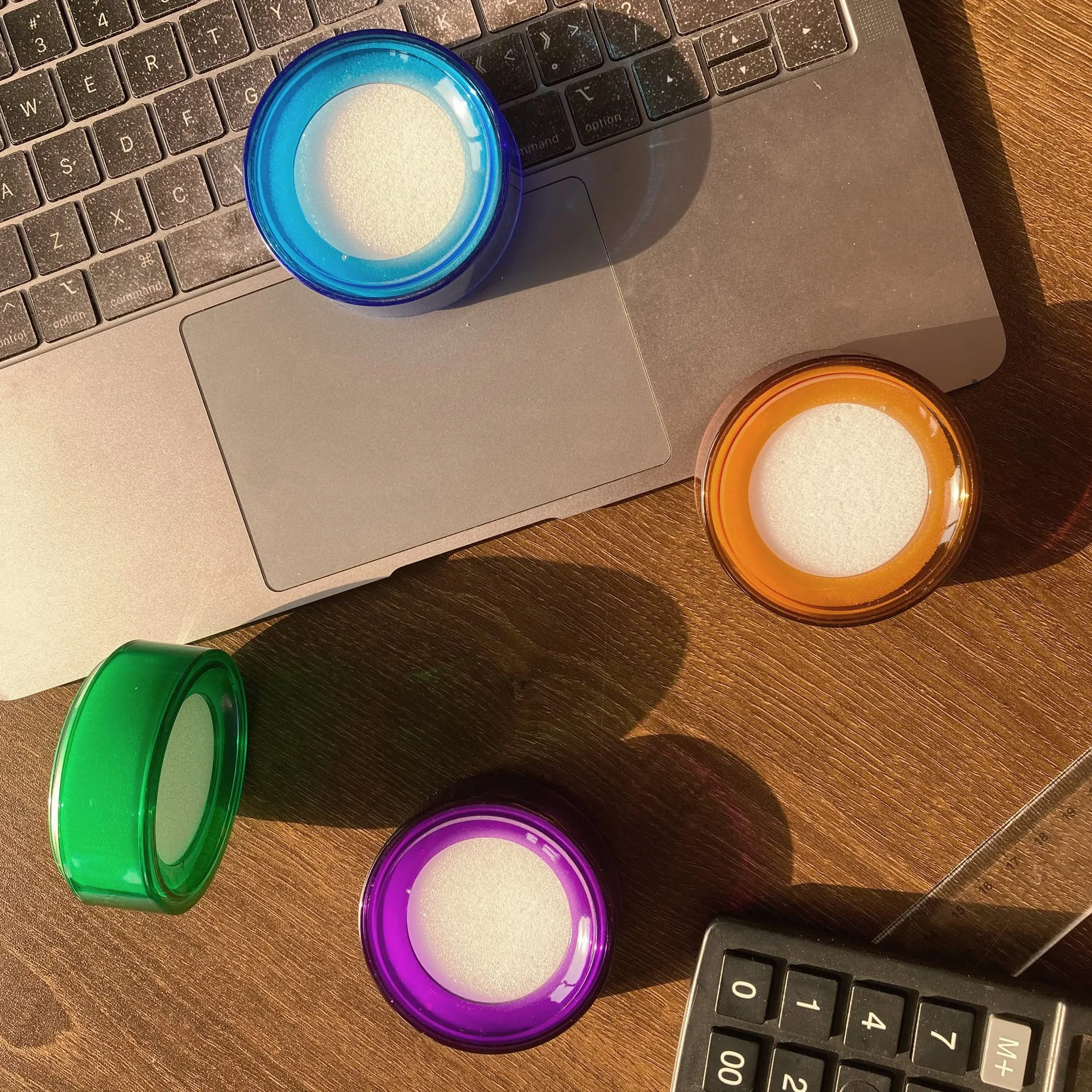 Umidificatore per Dito Spugna Bagnate in Plastica Rotonda 4 Pezzi per Ufficio