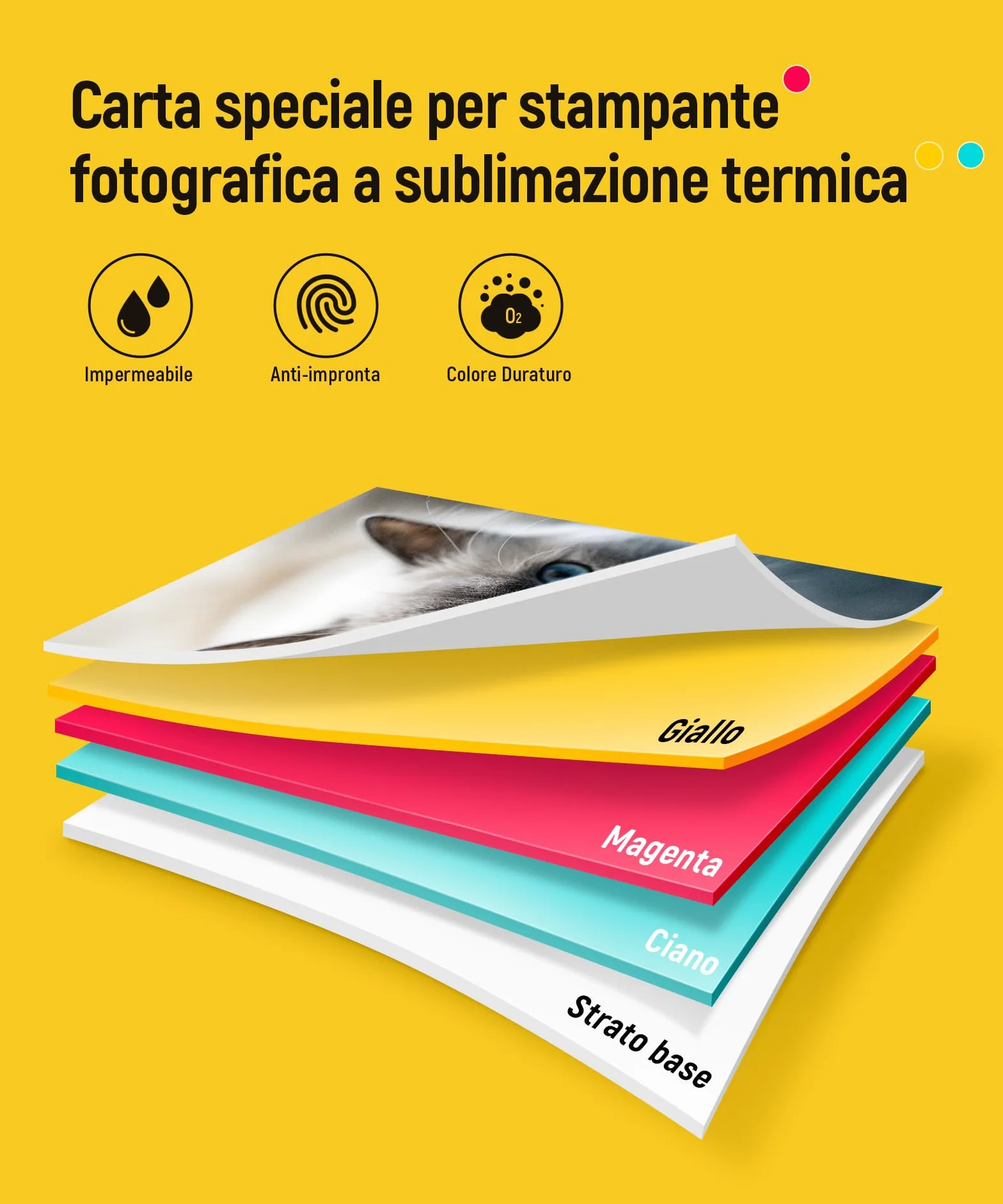 Liene Amber M100 M200 M110 M210 Carta Fotografica 10x15 cm 80 Fogli + 2 Cartucce d'inchiostro Sublimazione Termica
