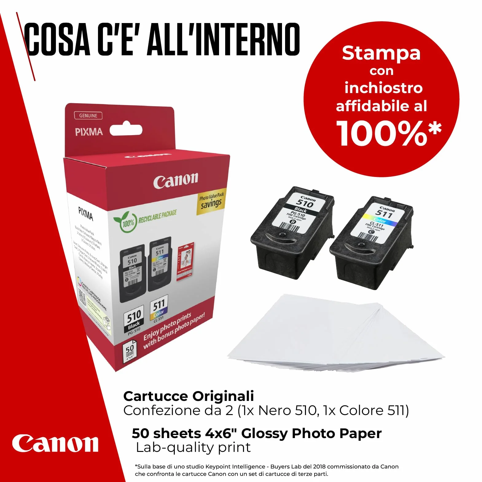 Canon Multipack Cartuccia & Carta Originali PG-510/CL-511 2 Cartucce 50 Fogli 4x6