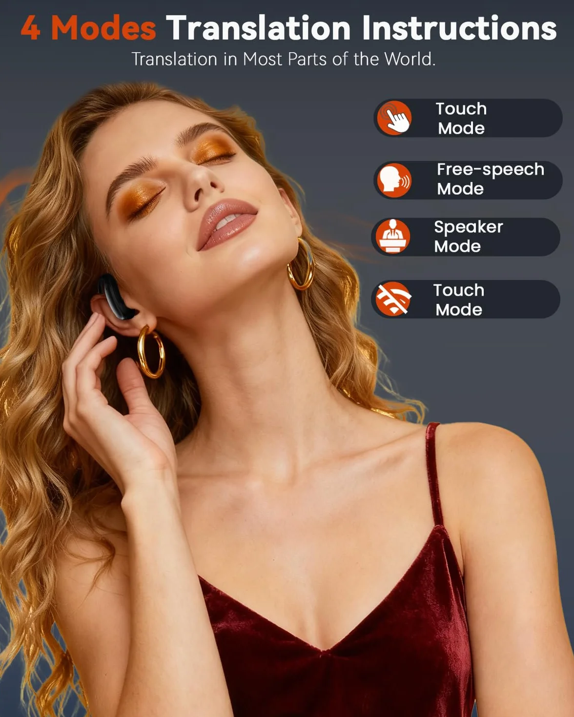 ANSTEN AI Cuffie Traduzione Simultanea, 4-in-1 Traduttore Vocale Istantaneo Multilingue 144 Lingue, 7 Modalità Traduzione, Codice di Autorizzazione Permanente, Cuffie Bluetooth per Viaggi/Affari