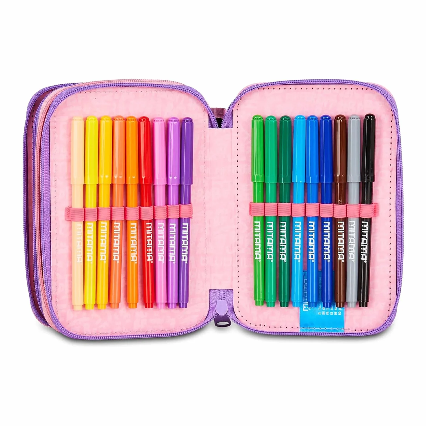 Mitama Astuccio Scuola 3 Scomparti, LOVE&SHINE, Rosa, Completo di matite, penne e pennarelli, Accessori Zaino, Accessori scuola, Per bambine, Scuola elementare, Tempo libero