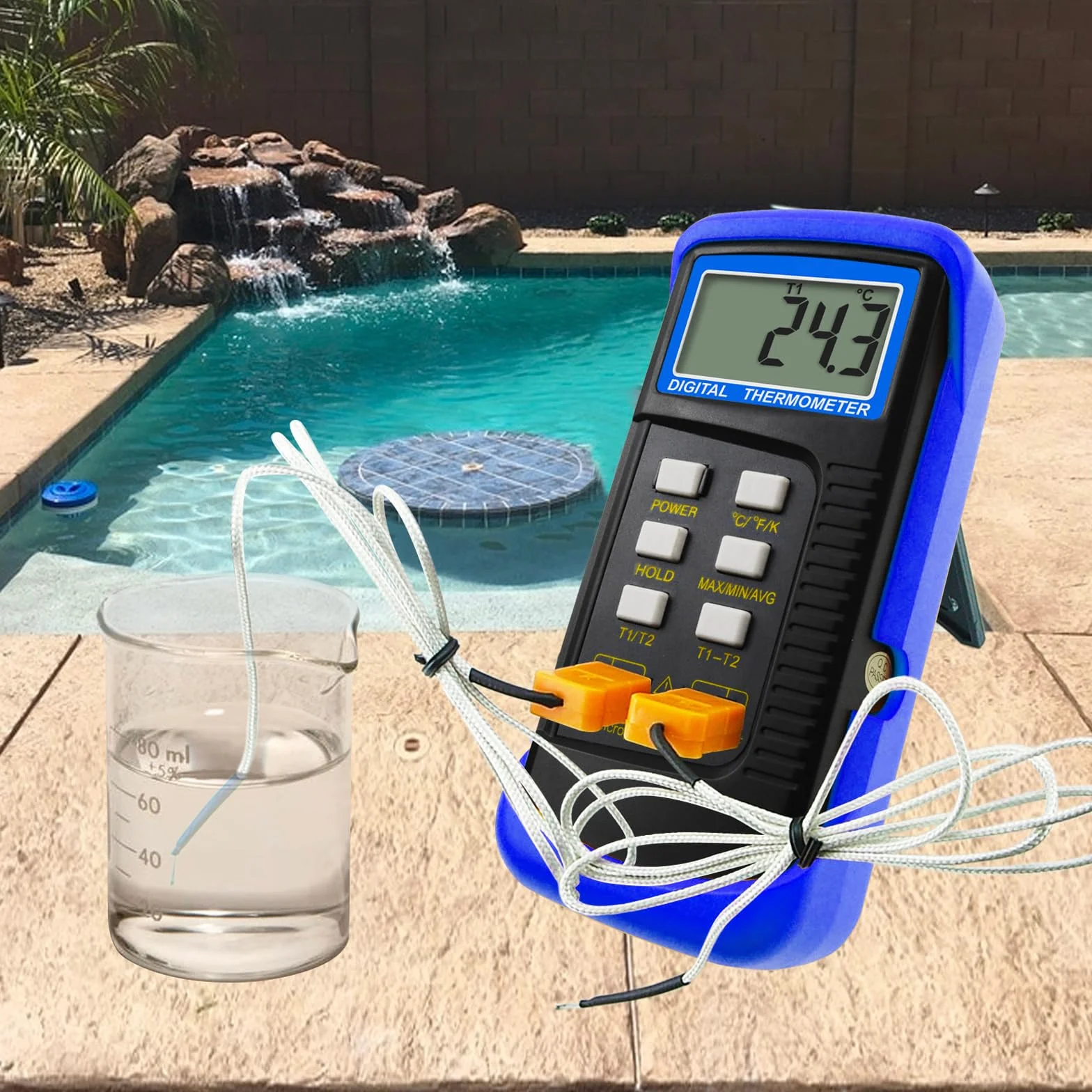 Termometro Digitale Tipo K Termocoppia Doppio Canale 4 Sonde Cablate Acciaio Inossidabile -50~1300°C Tester Portatile