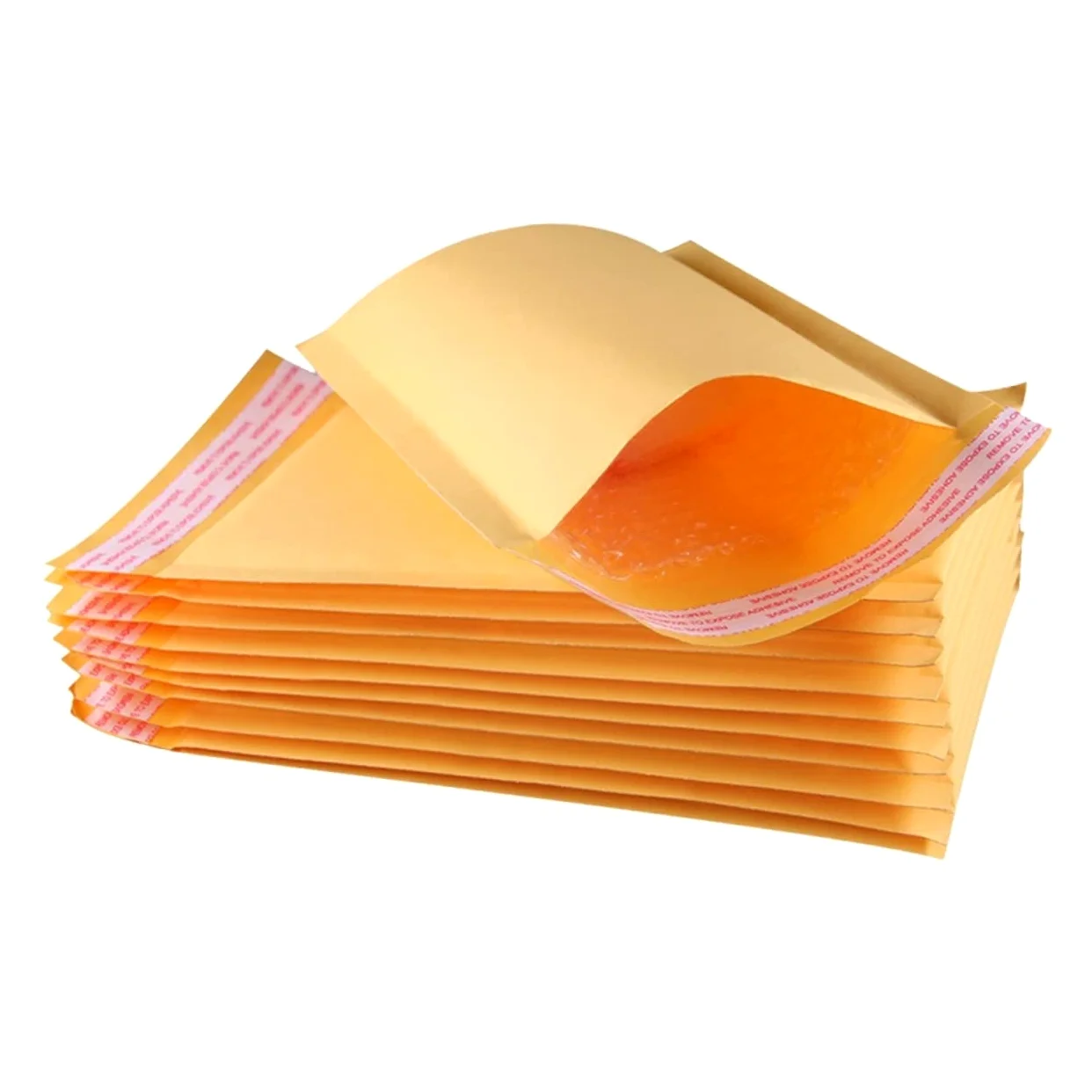 Buste a Cuscinetto D'aria in Carta Kraft Arancia, 50 Pezzi, Spedizione | Pe e Carta Kraft, Autochiudenti e Impermeabili, per Negozi e Scuole, Adatte a Scrittura Ordinata